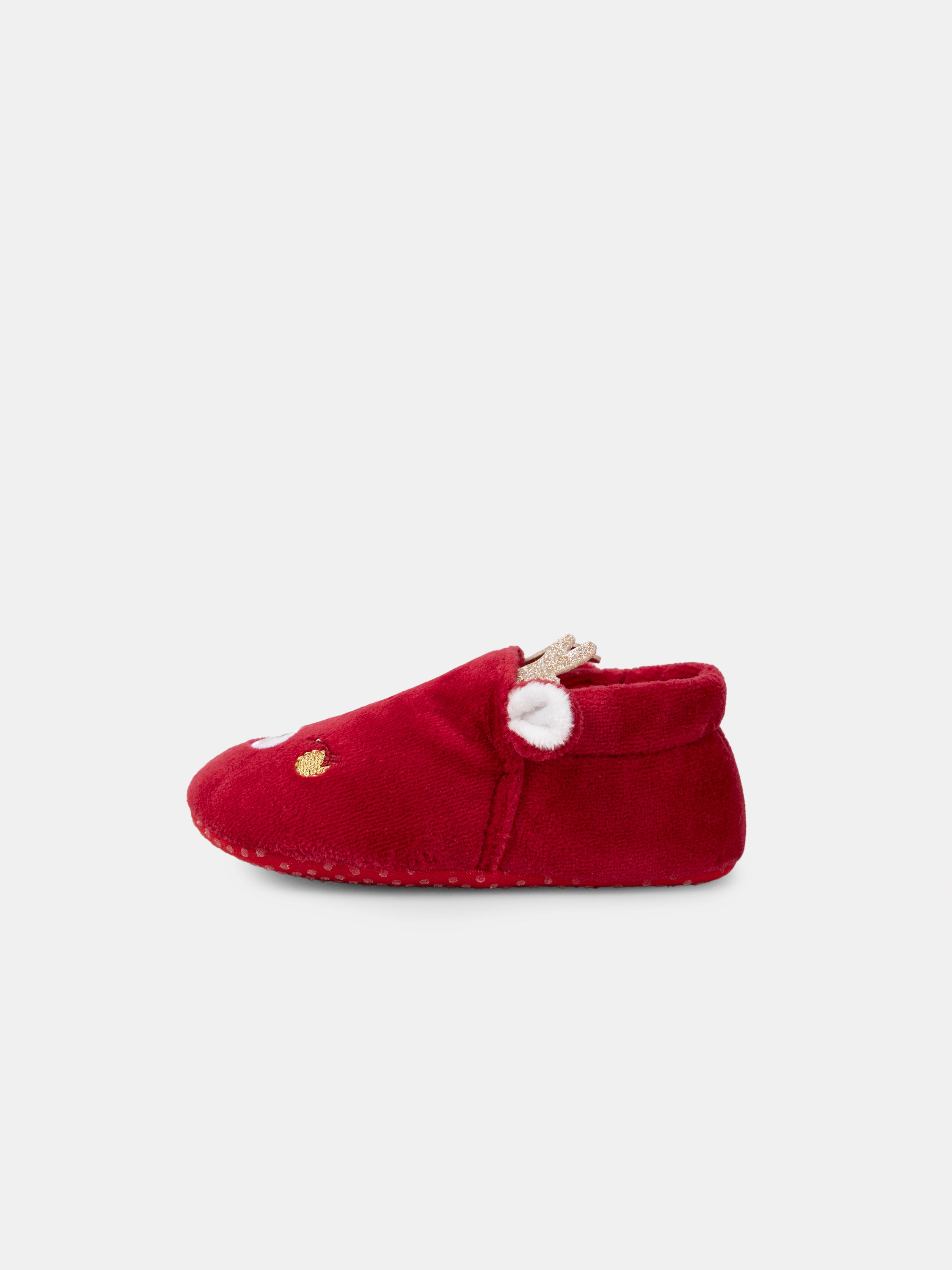 Chaussons rouge visage renne Bébé Fille