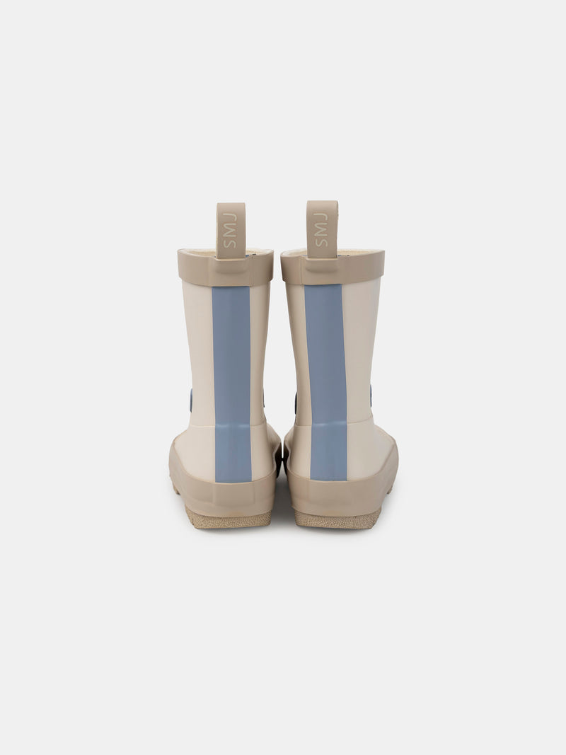 Botas de agua beige impresas con cabeza de oso Bebé Niño