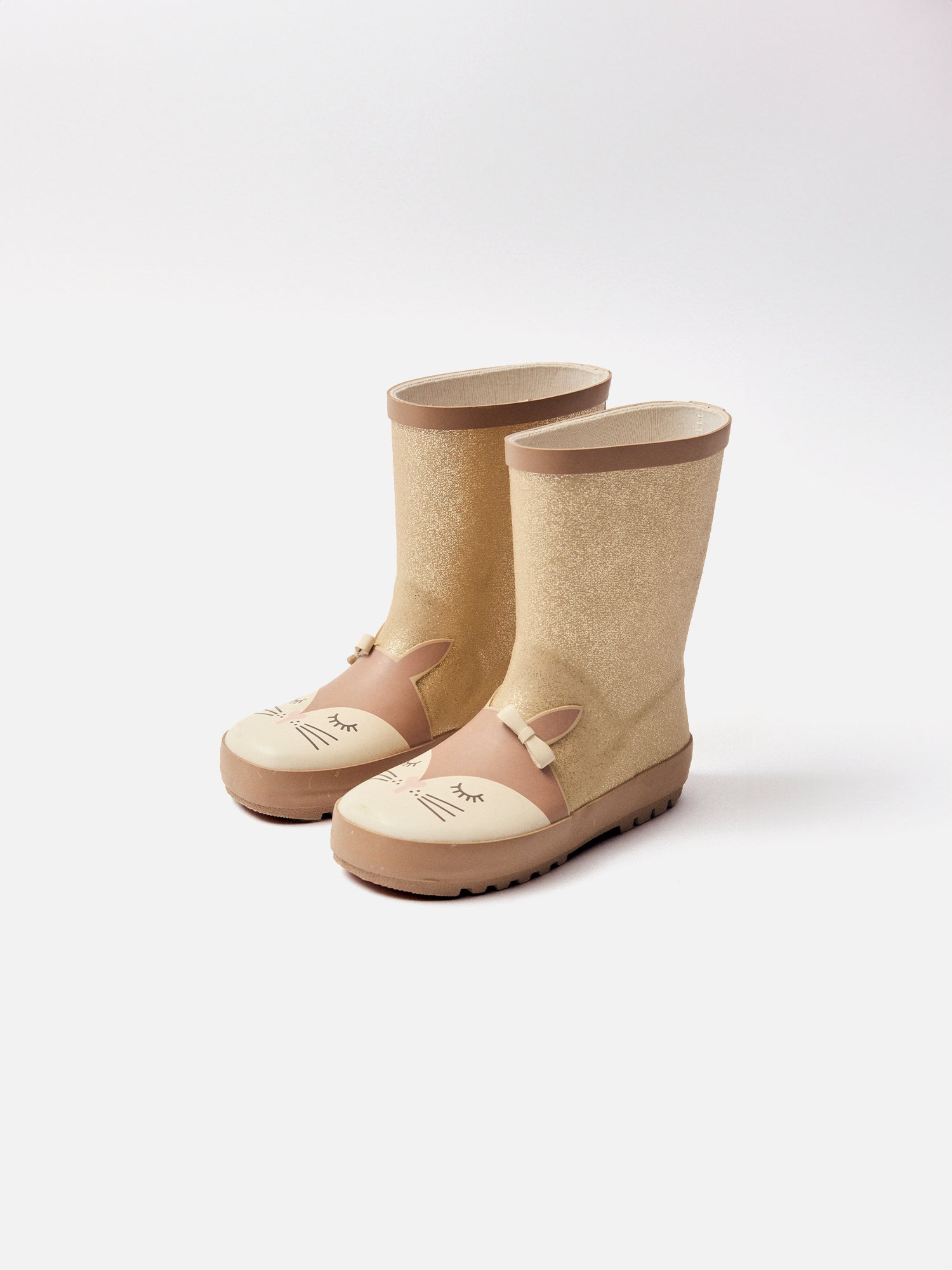 Botte de pluie doré pailleté tête d'écureuil Fille