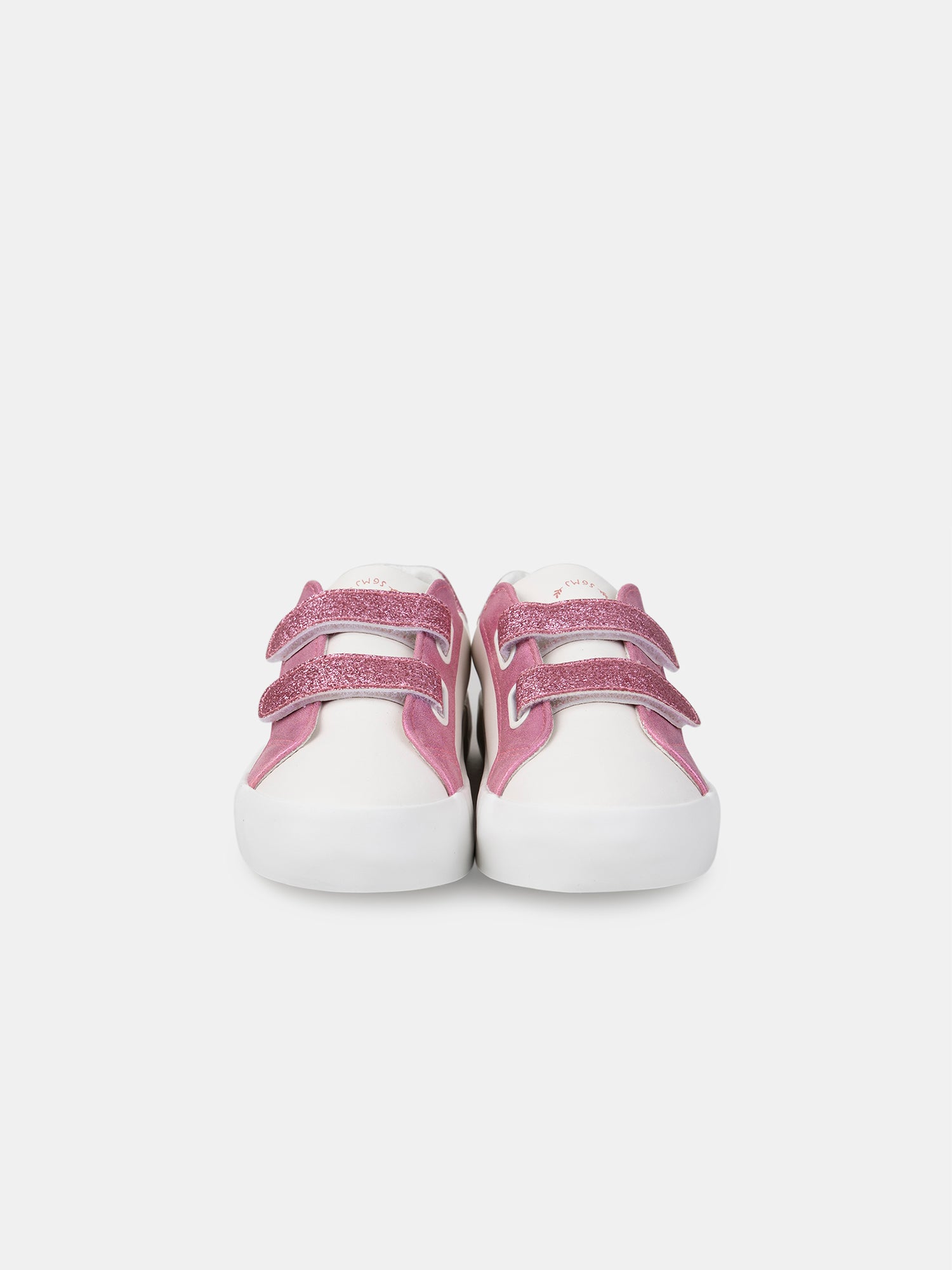Zapatillas blancas con parche de estrella rosa brillante para niñas