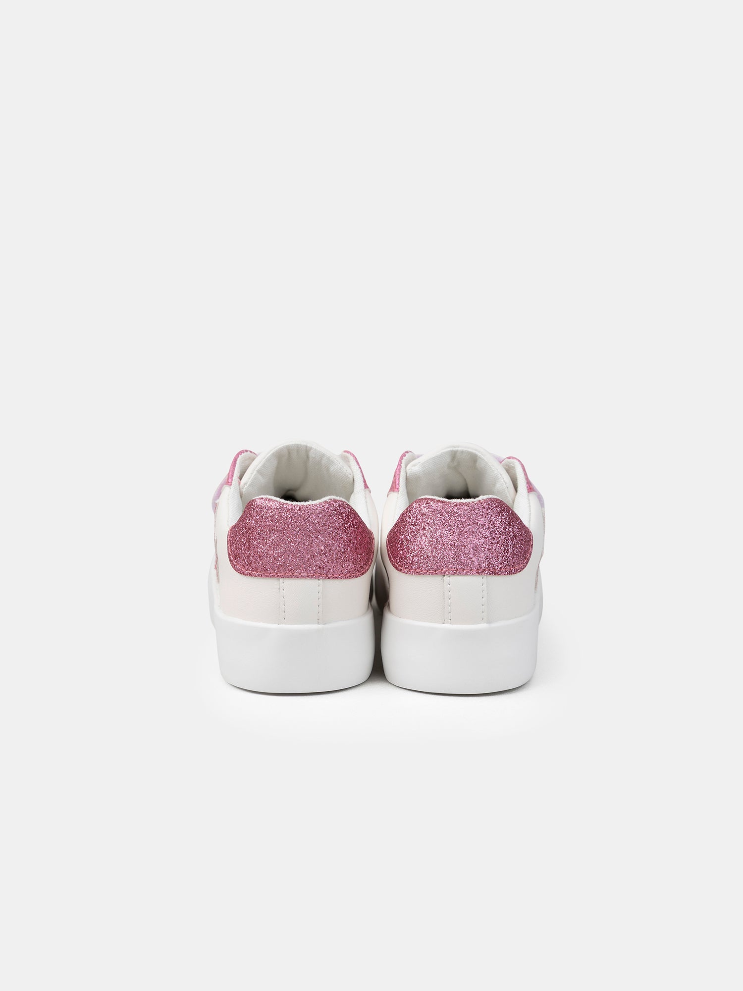Zapatillas blancas con parche de estrella rosa brillante para niñas