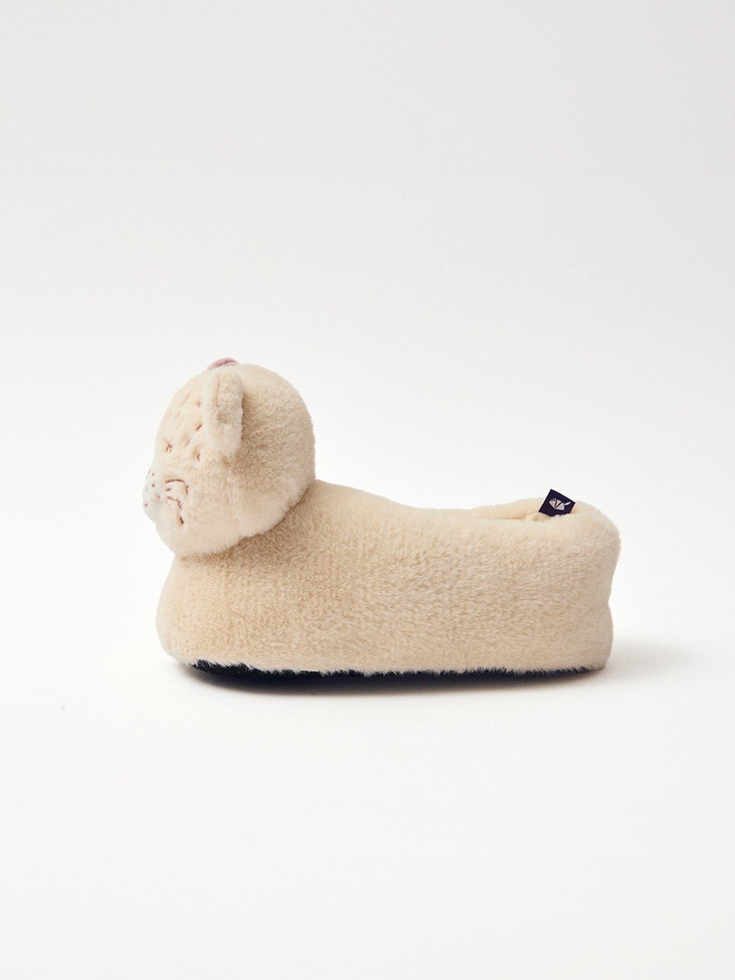 Pantuflas beige con cabeza de leopardo para niña