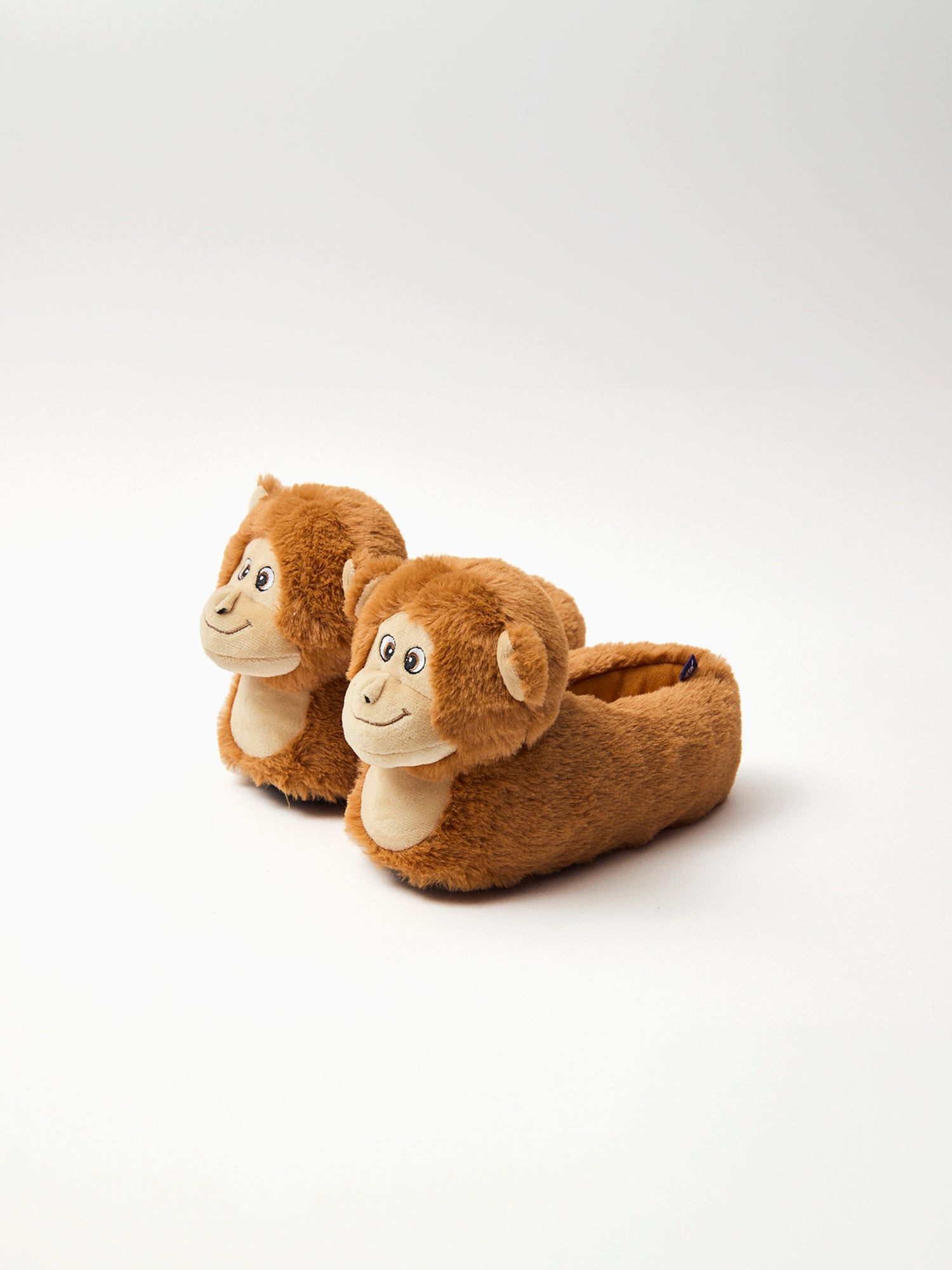 Pantuflas marrones con cara de mono para niño