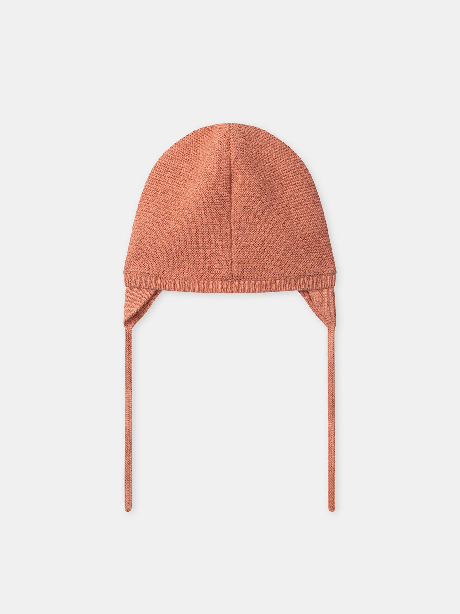 Gorro de punto rosa con lazo para niña recién nacida