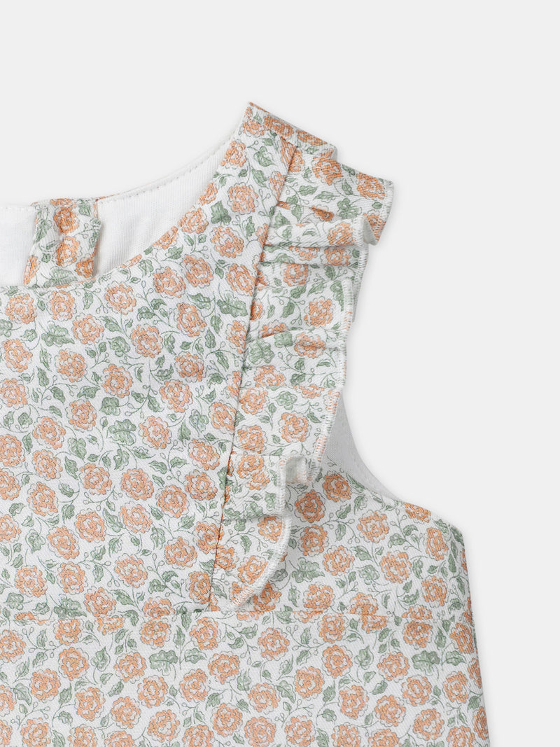 Conjunto de combinación con estampado floral + body + diadema para niña recién nacida