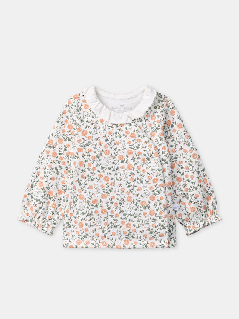 Conjunto de sudadera de estampado floral + leggings + calcetines para niña recién nacida