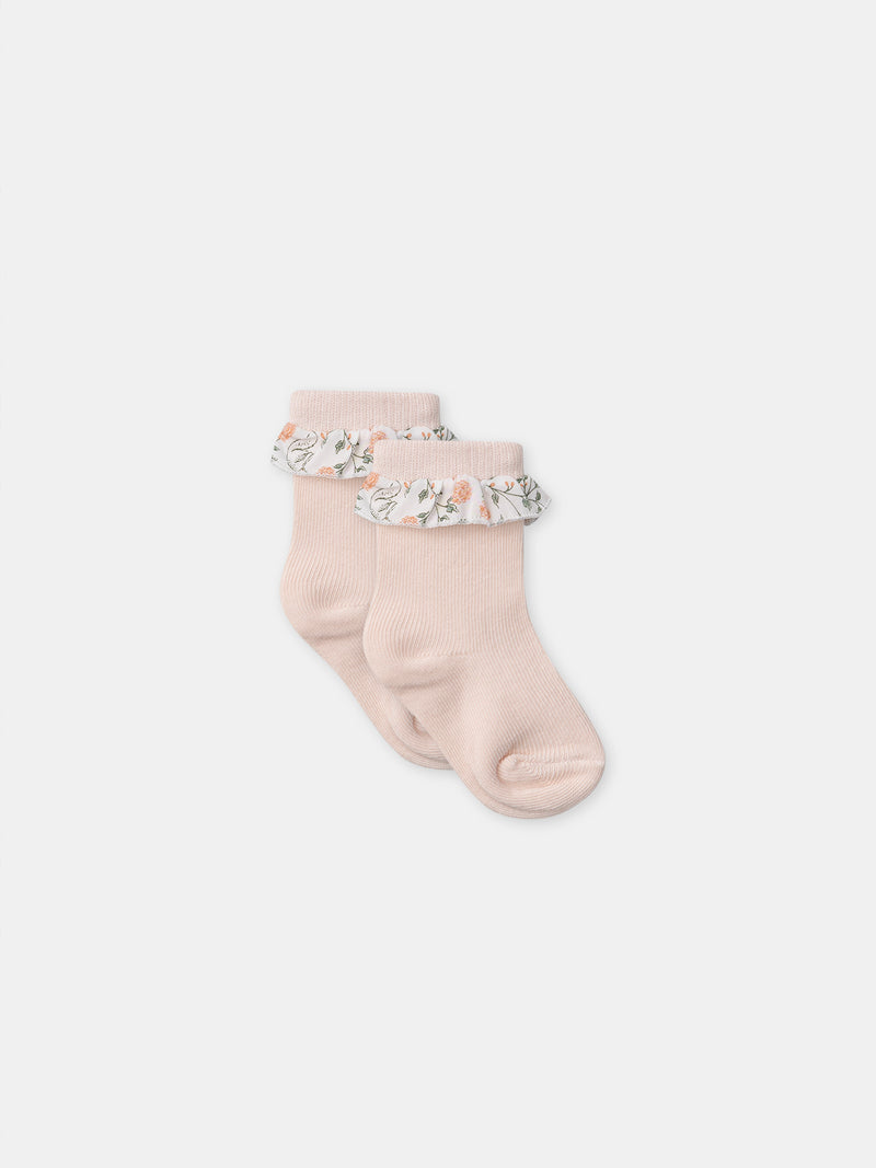 Conjunto de sudadera de estampado floral + leggings + calcetines para niña recién nacida