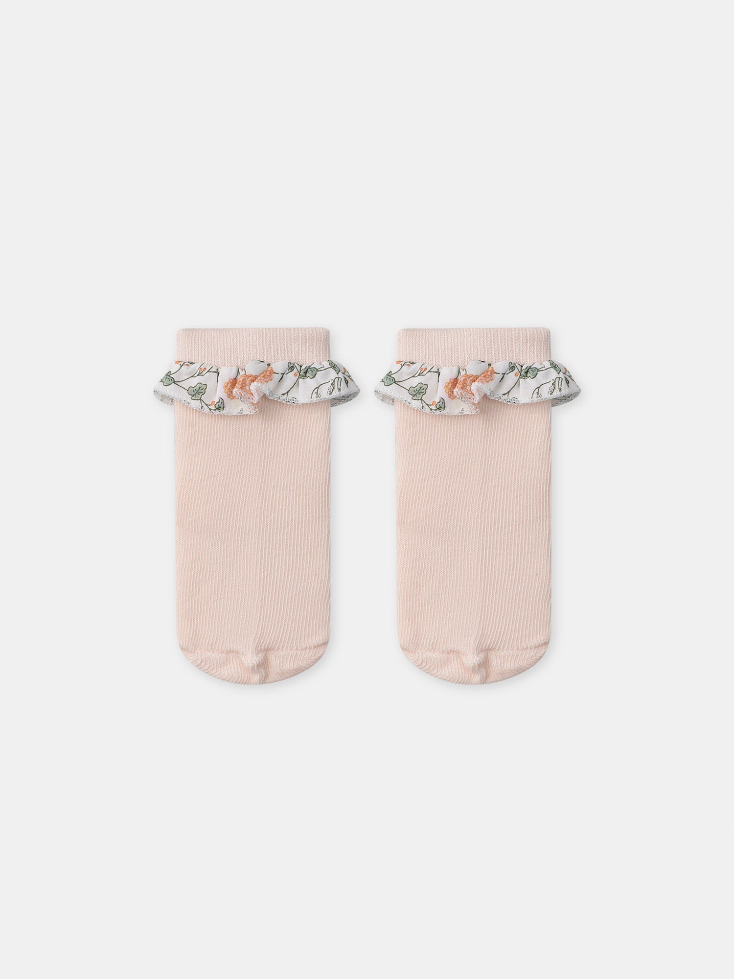 Conjunto de sudadera con estampado floral + leggins + calcetines para recién nacidas