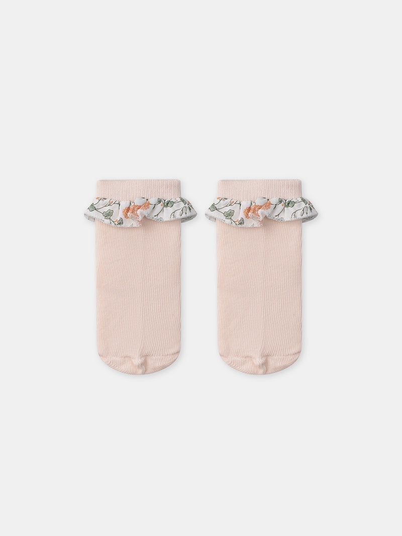 Conjunto de sudadera de estampado floral + leggings + calcetines para niña recién nacida
