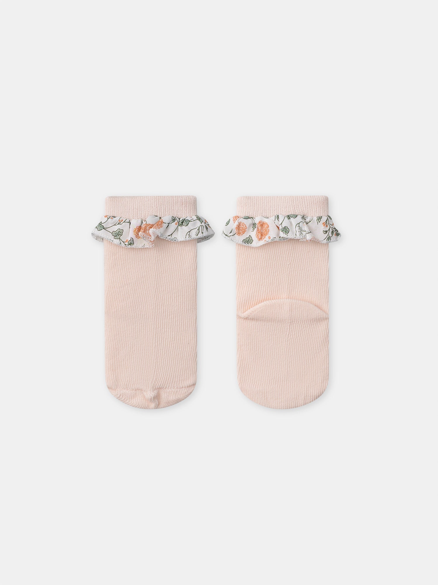 Conjunto de sudadera con estampado floral + leggins + calcetines para recién nacidas