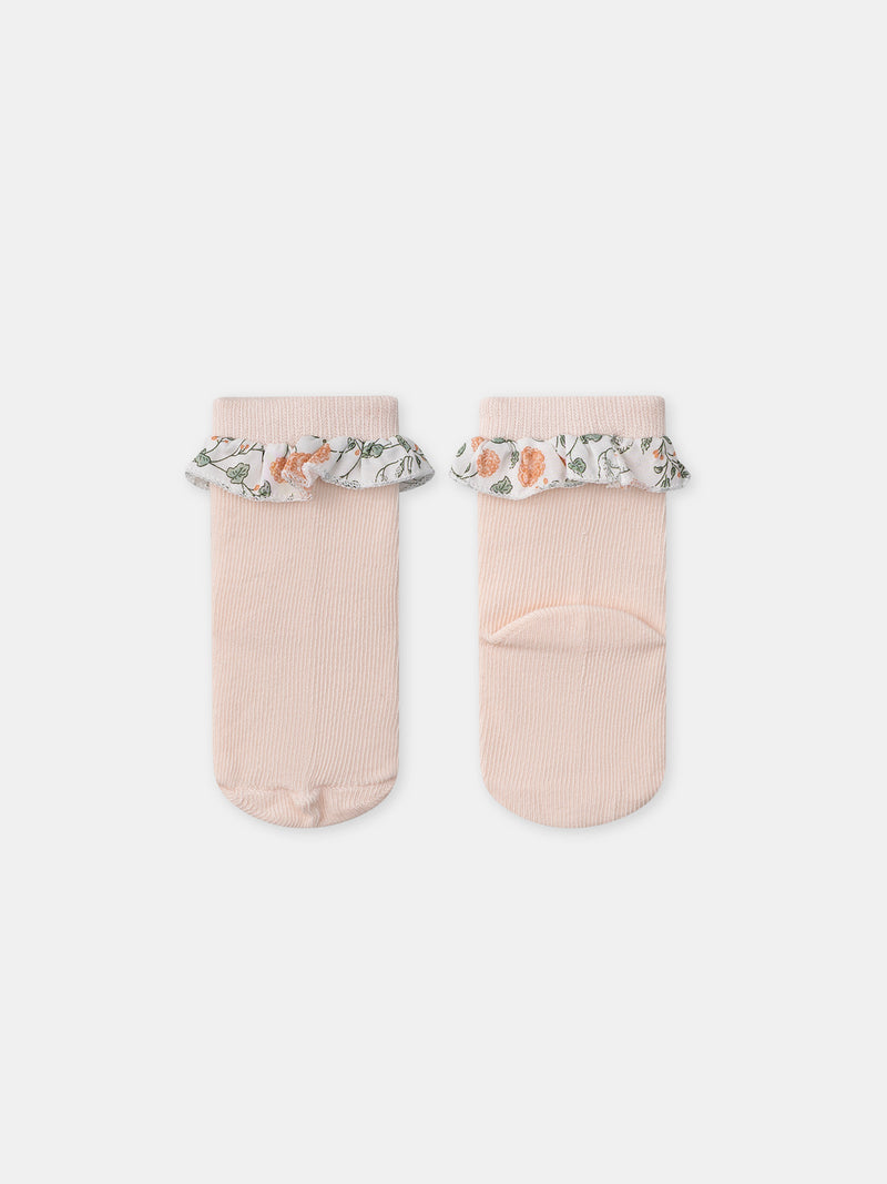 Conjunto de sudadera de estampado floral + leggings + calcetines para niña recién nacida