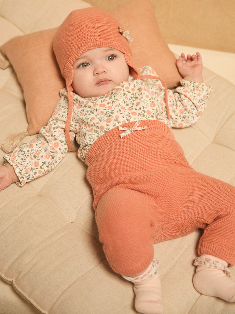 Conjunto de sudadera de estampado floral + leggings + calcetines para niña recién nacida