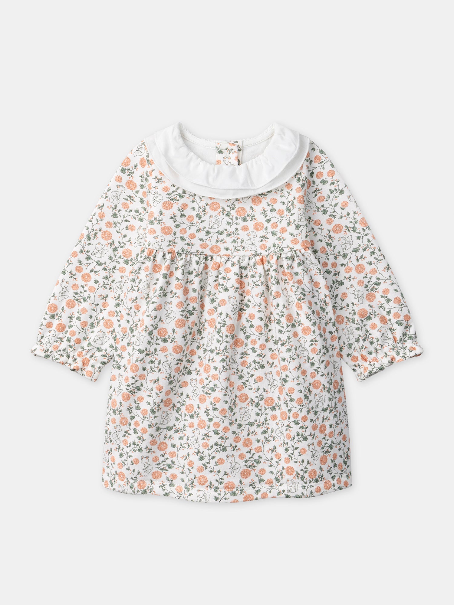 Conjunto de vestido con estampado floral + chaleco + medias para recién nacidas