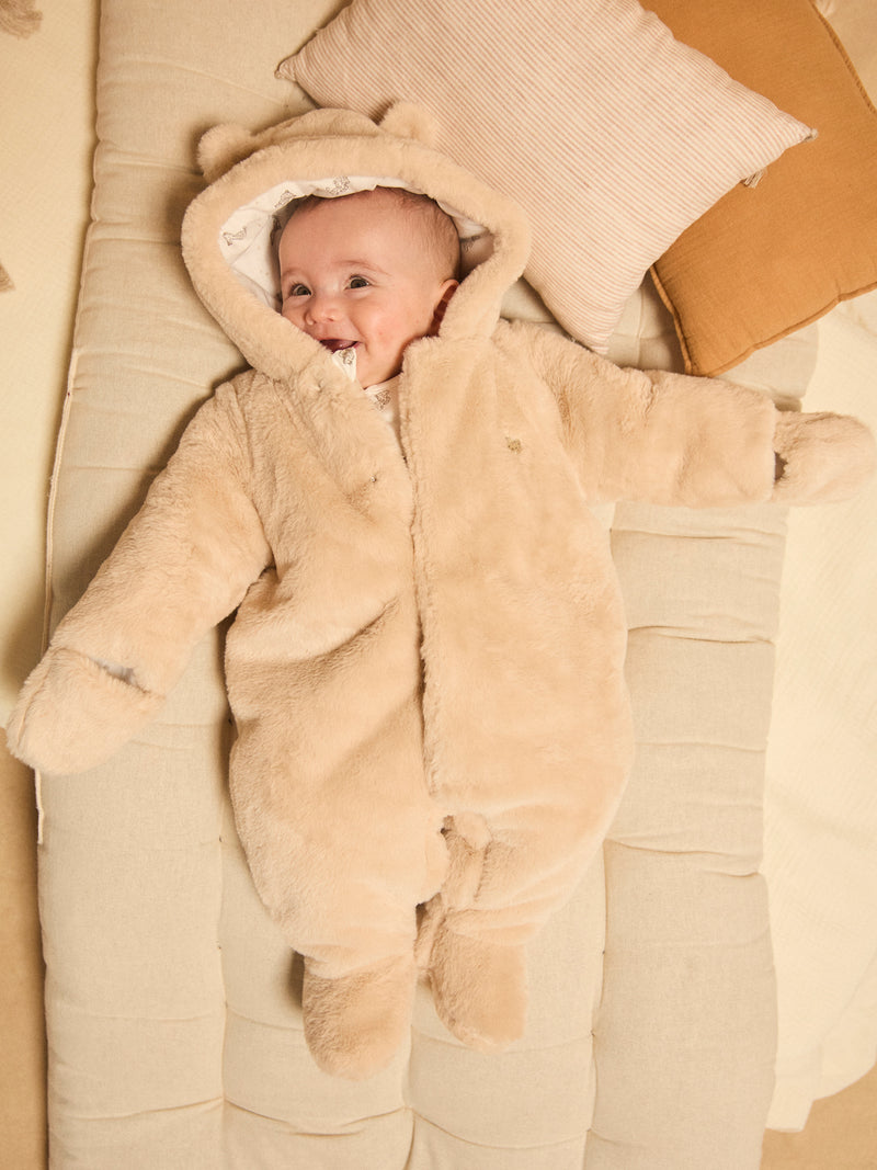 Traje Piloto Beige de Piel Sintética para Recién Nacidos Unisex