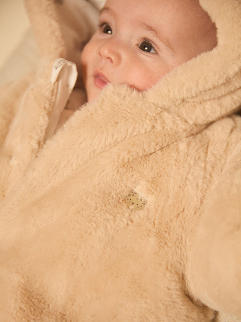 Traje Piloto Beige de Piel Sintética para Recién Nacidos Unisex