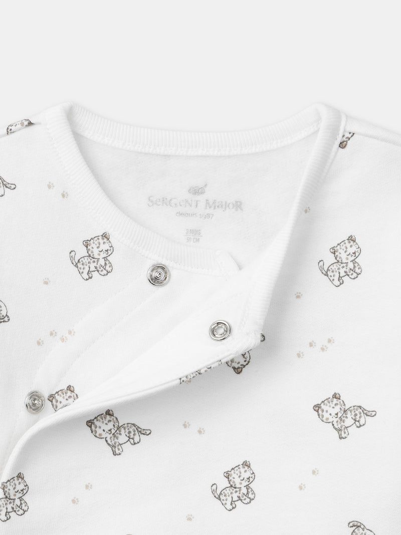 Conjunto de braga con estampado de pantera + pantalones + calcetines para recién nacidos unisex