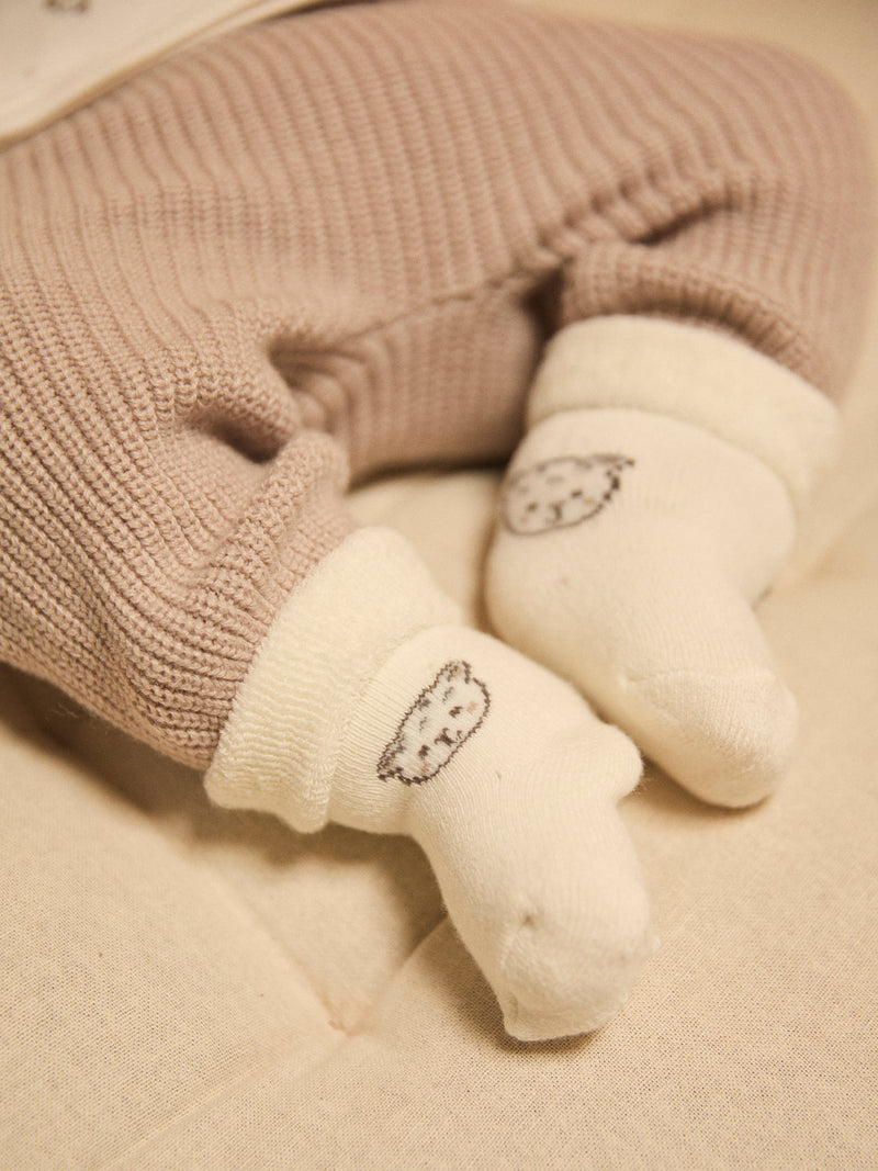 Conjunto de braga con estampado de pantera + pantalones + calcetines para recién nacidos unisex