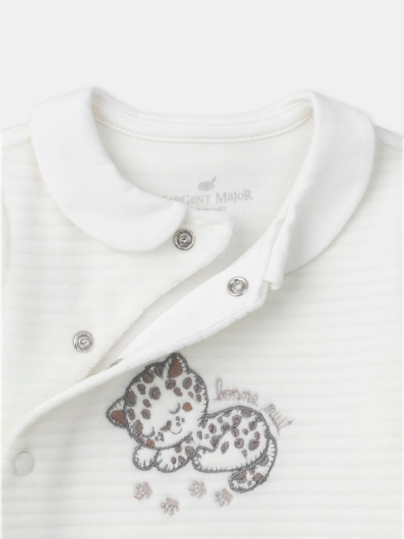 Body de Terciopelo Blanco con Cuello Mixto