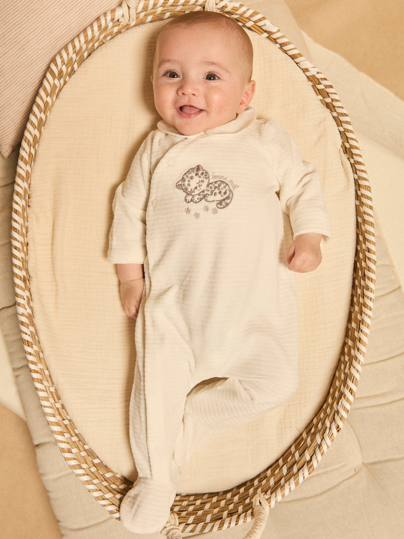 Body de Terciopelo Blanco con Cuello Mixto