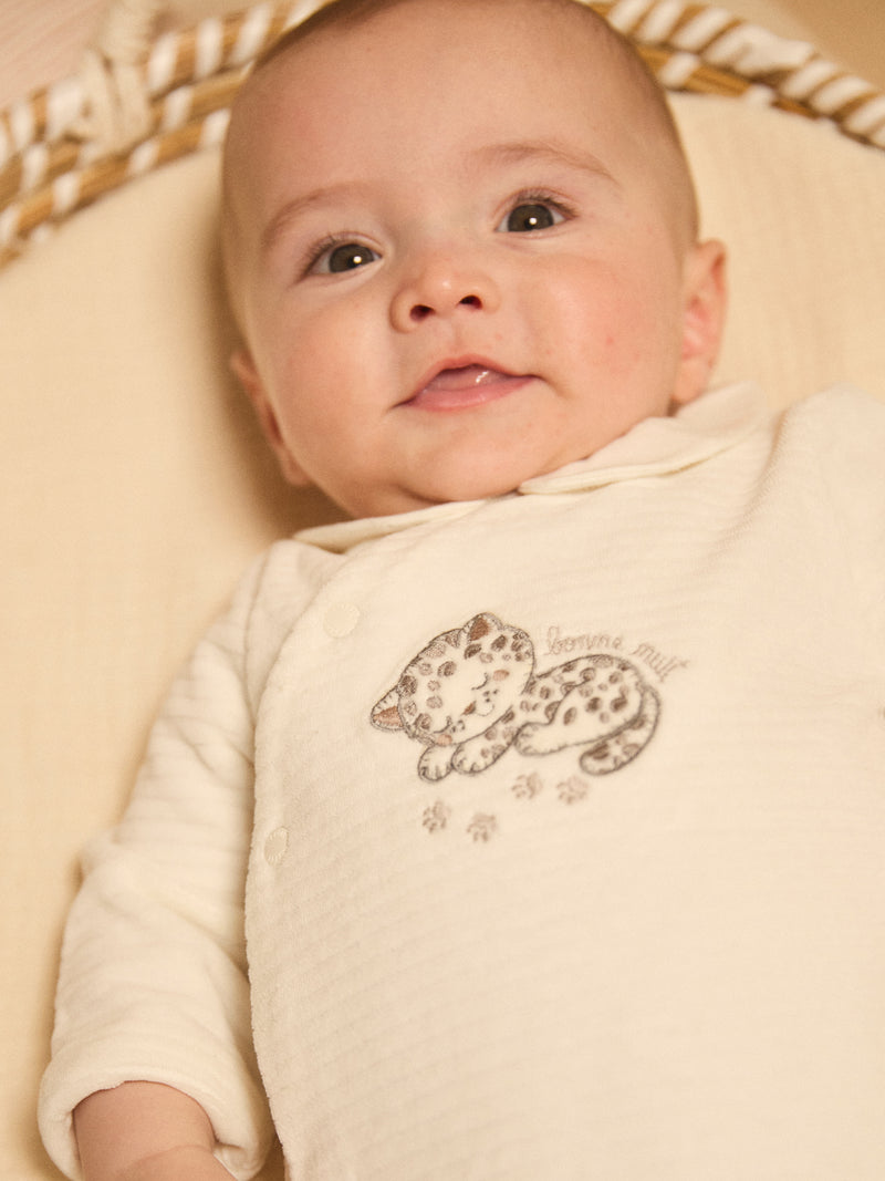 Body de Terciopelo Blanco con Cuello Mixto