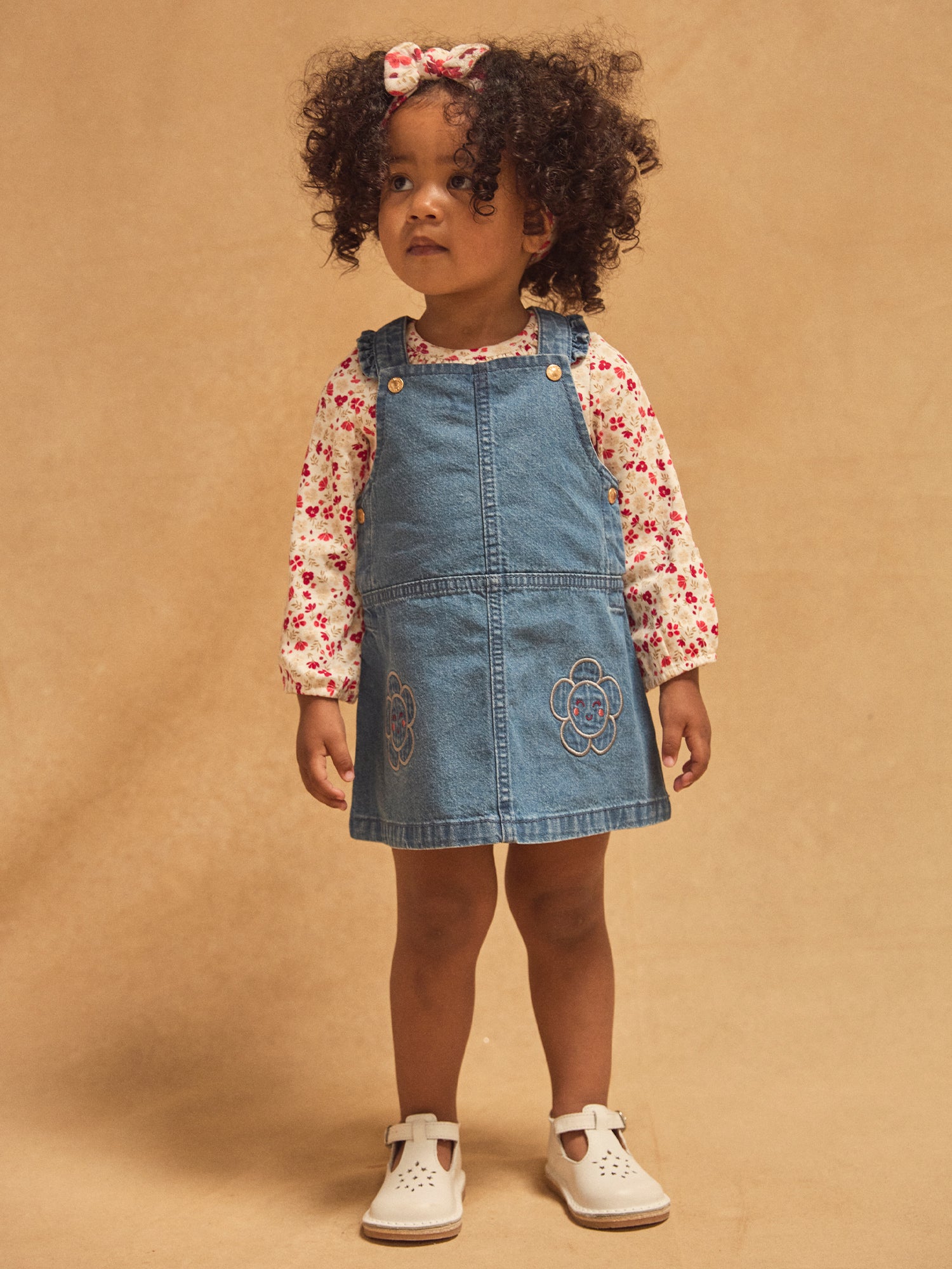 Conjunto Body Imprimido Floral y Piquera en Jean Bebé Niña