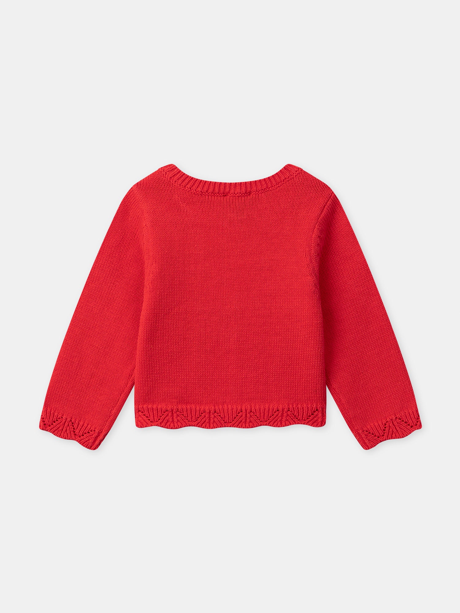 Cardigan ajourado vermelho Bebé Fille
