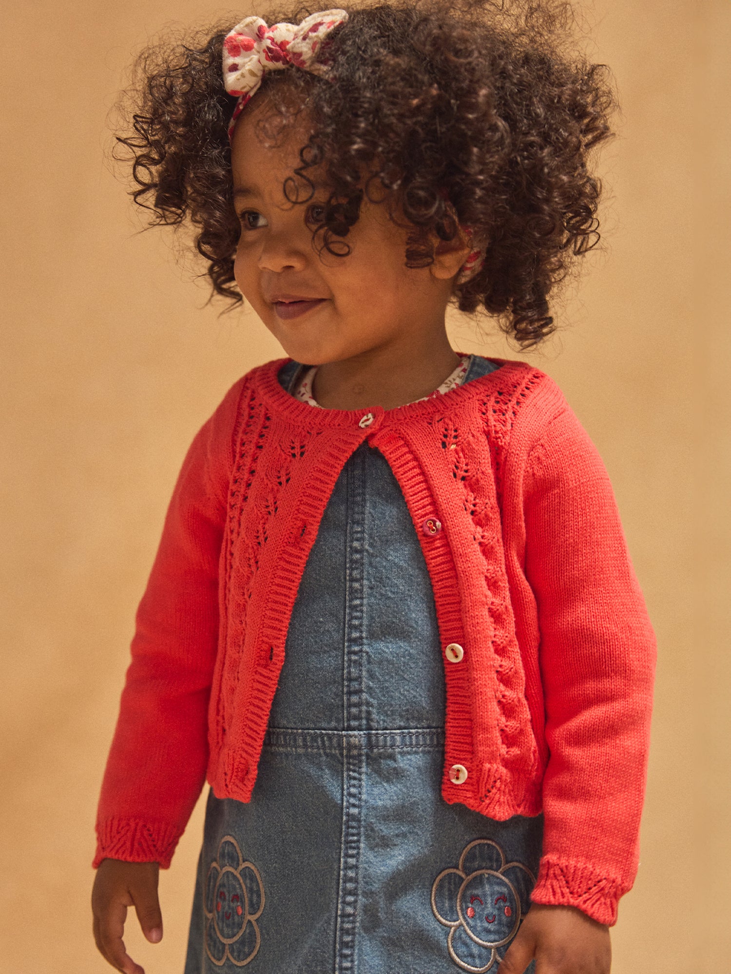 Cardigan de Punto Rojo para Bebé Niña