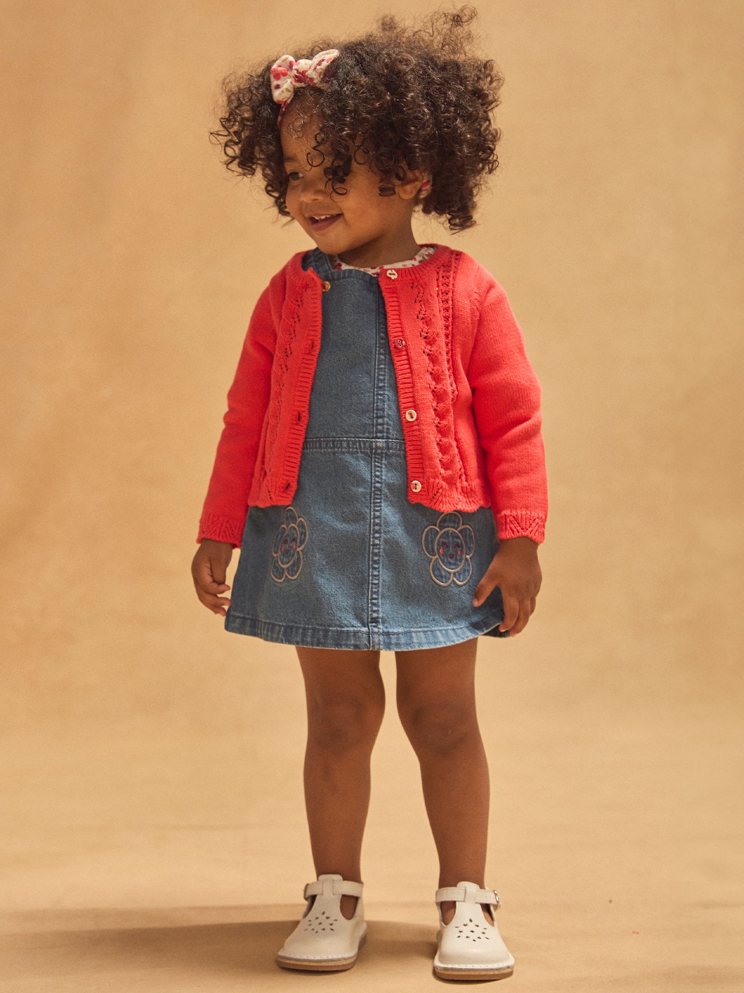 Cardigan ajourado vermelho Bebé Fille