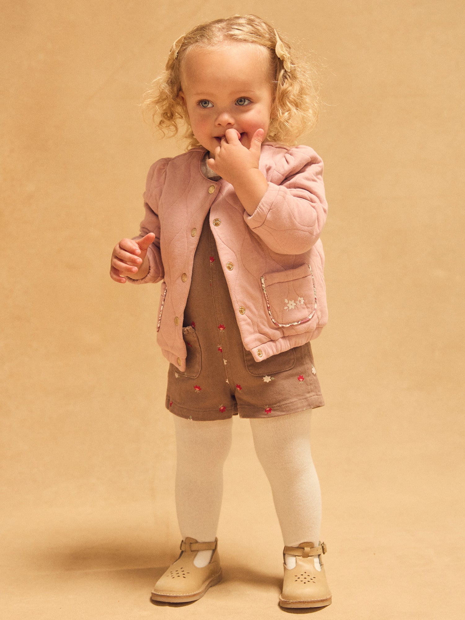 Cardigan rose pâle matelassé Bébé Fille