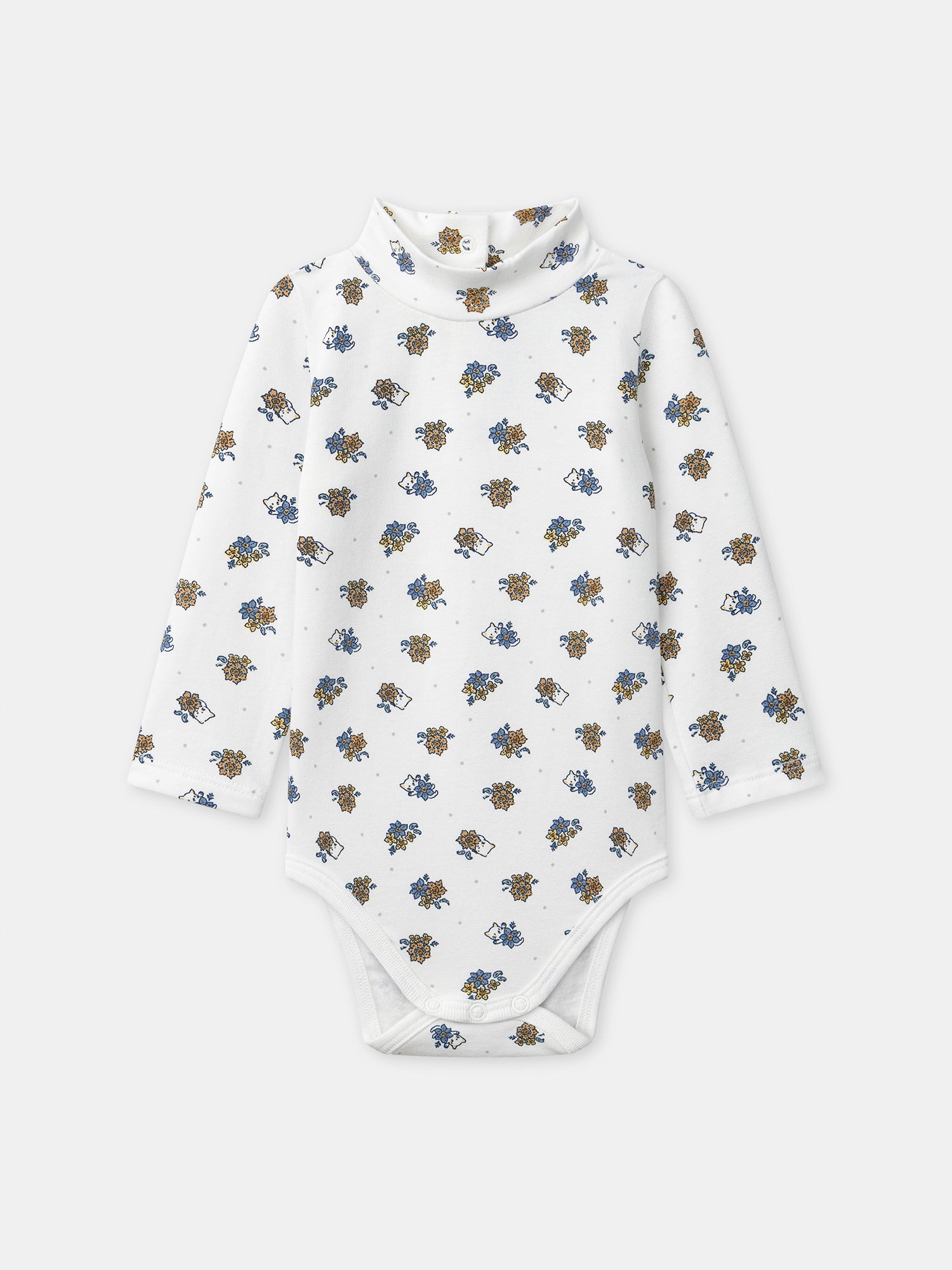 Body blanco con estampado de flores y cuello de bebé para niña