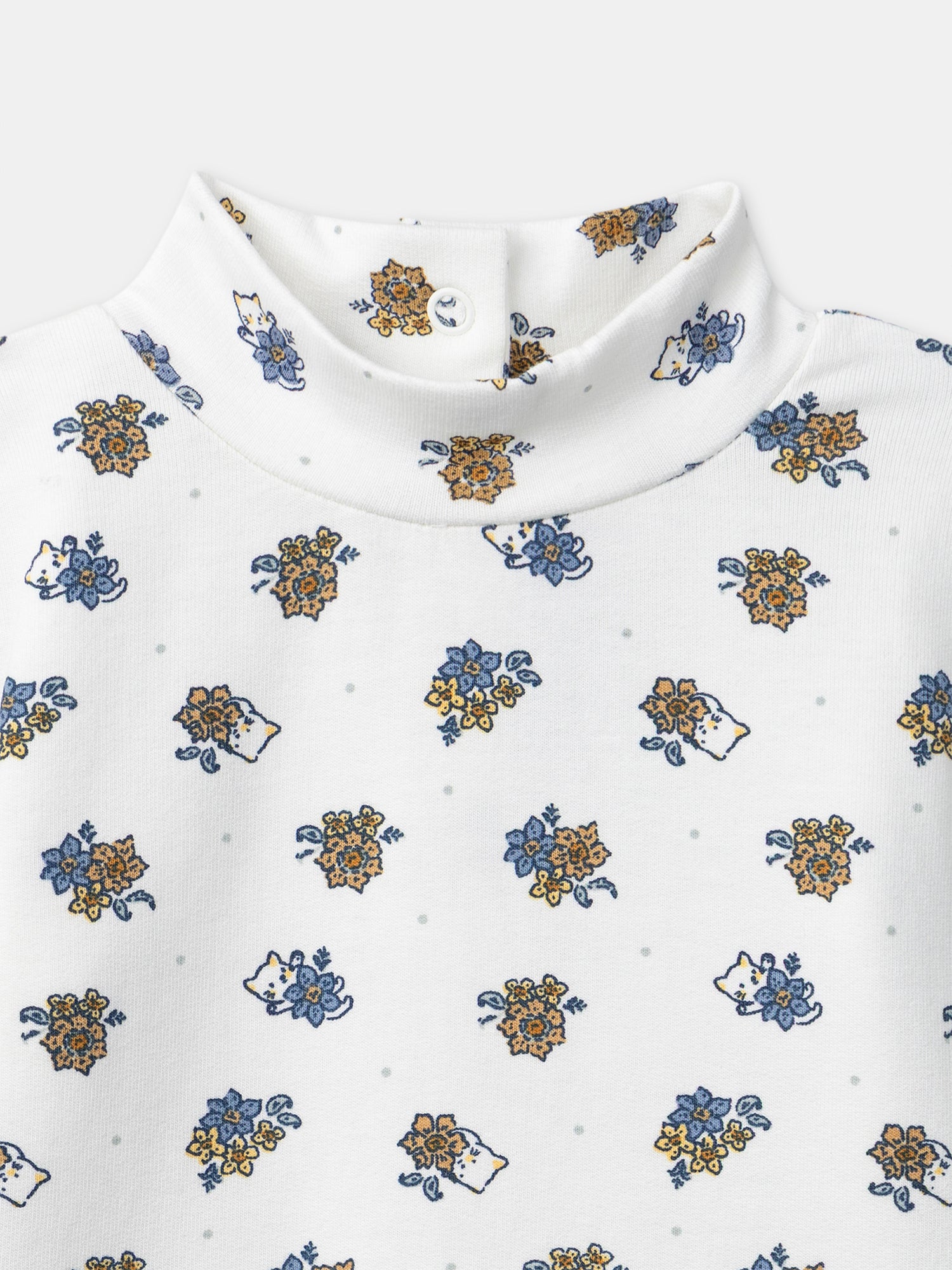 Body blanco con estampado de flores y cuello de bebé para niña