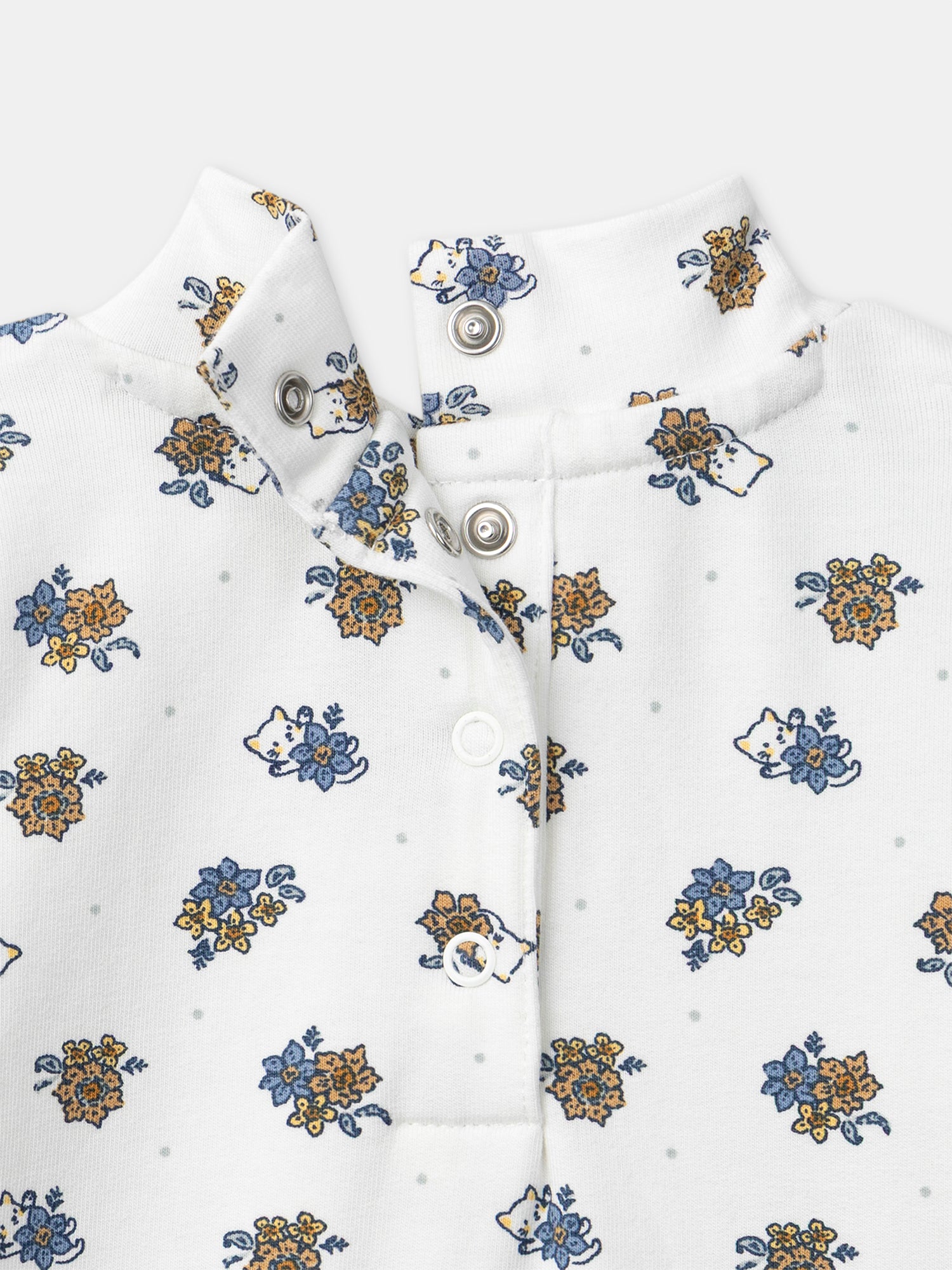 Cuerpo blanco con estampado floral y cuello de bebé para niñas
