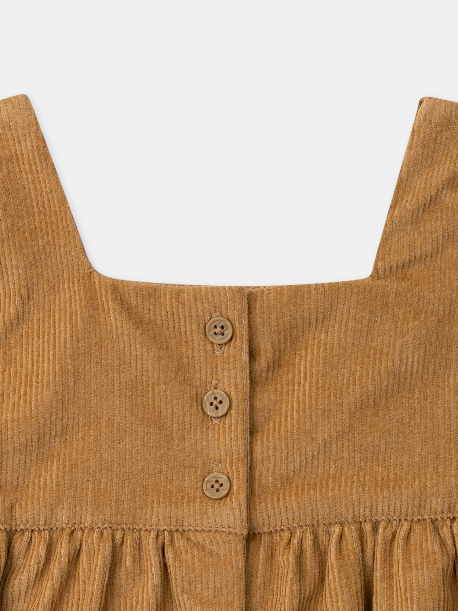 Chorrera marrón de terciopelo con bordados de flores para bebé niña