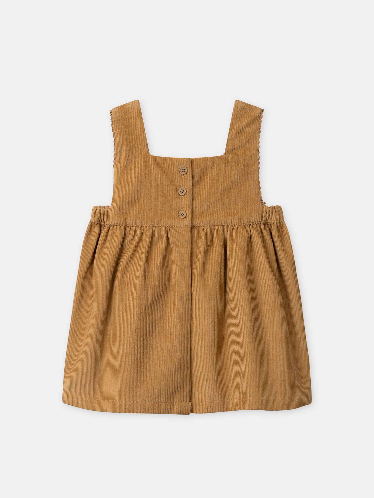 Chorrera marrón de terciopelo con bordados de flores para bebé niña