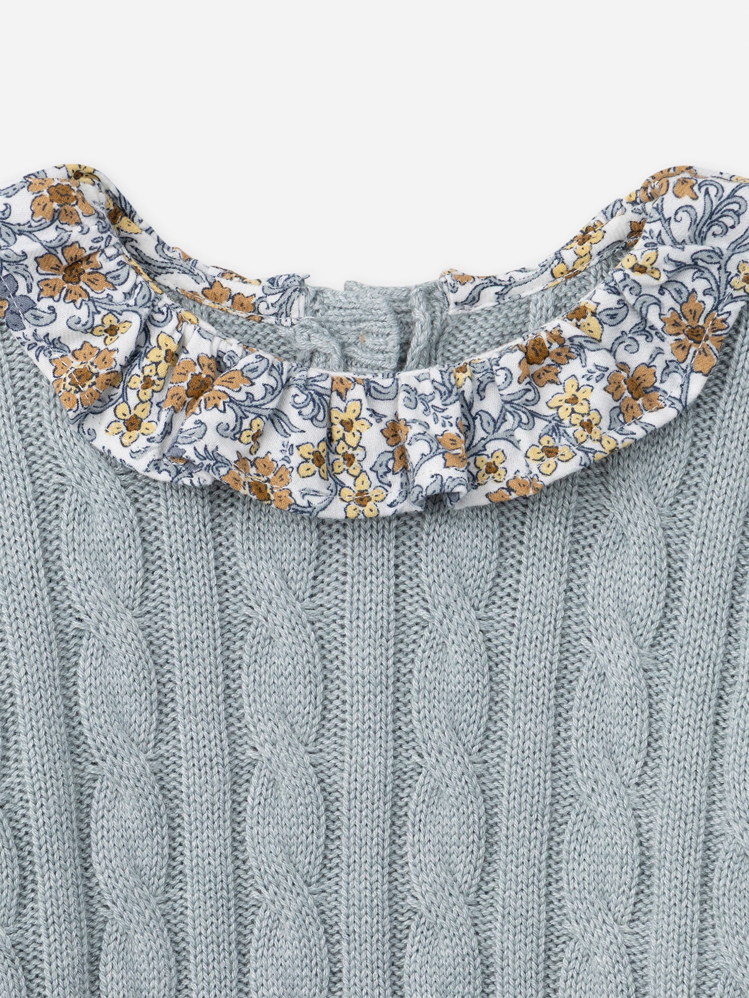 Conjunto de suéter azul desgastado y leggings estampados para bebés niñas