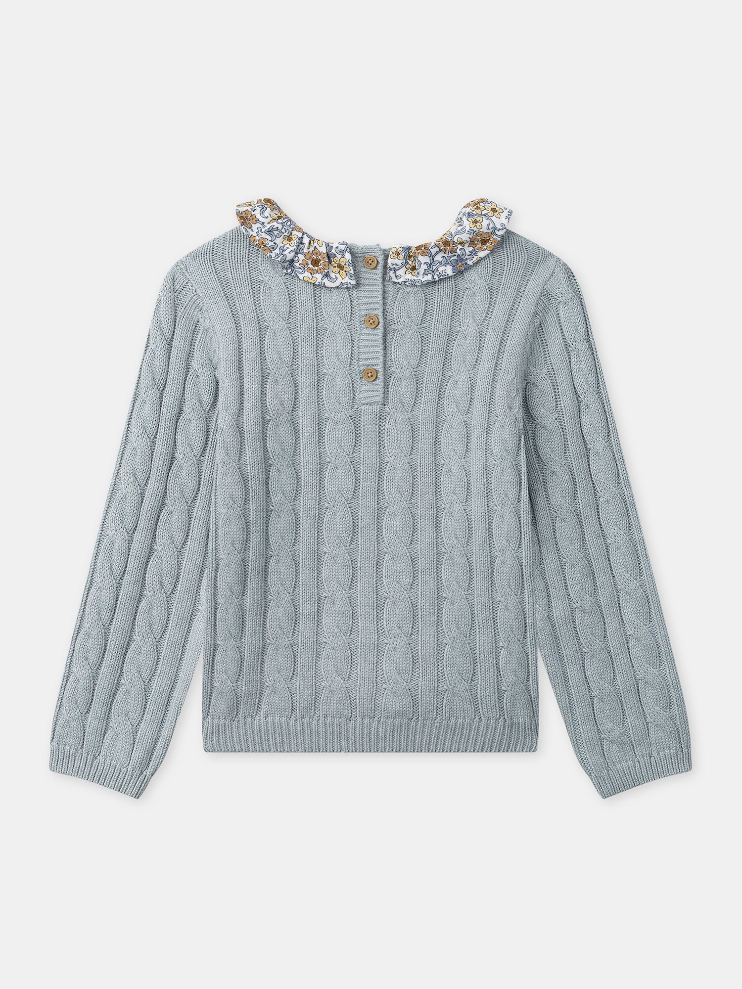 Conjunto de suéter azul desgastado y leggings estampados para bebés niñas