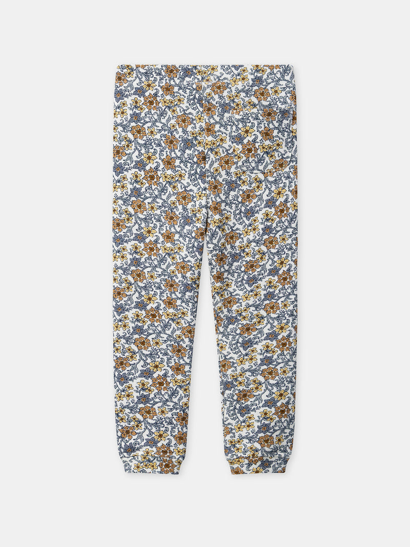 Ensemble pull bleu grisé et legging imprimé fleuri Bébé Fille