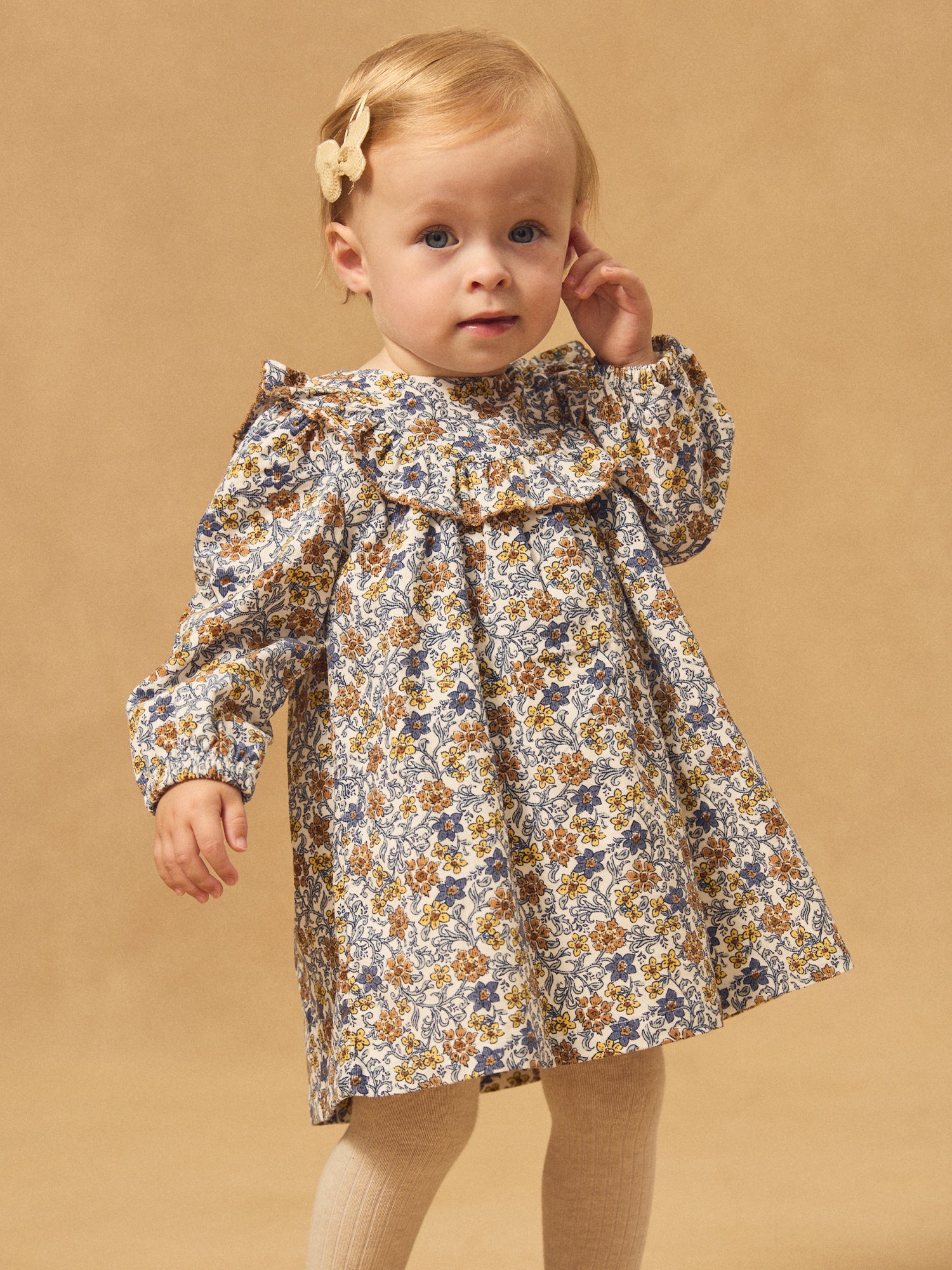 Vestido de Terciopelo Impreso de Flores para Niñas Bebé