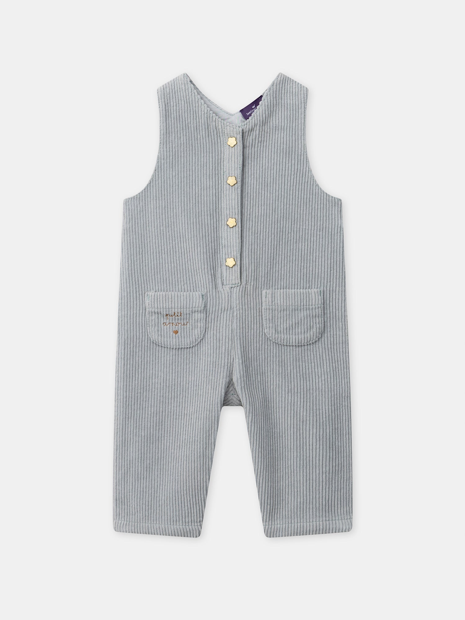Mono de Terciopelo Azul Grisáceo para Bebé Niña