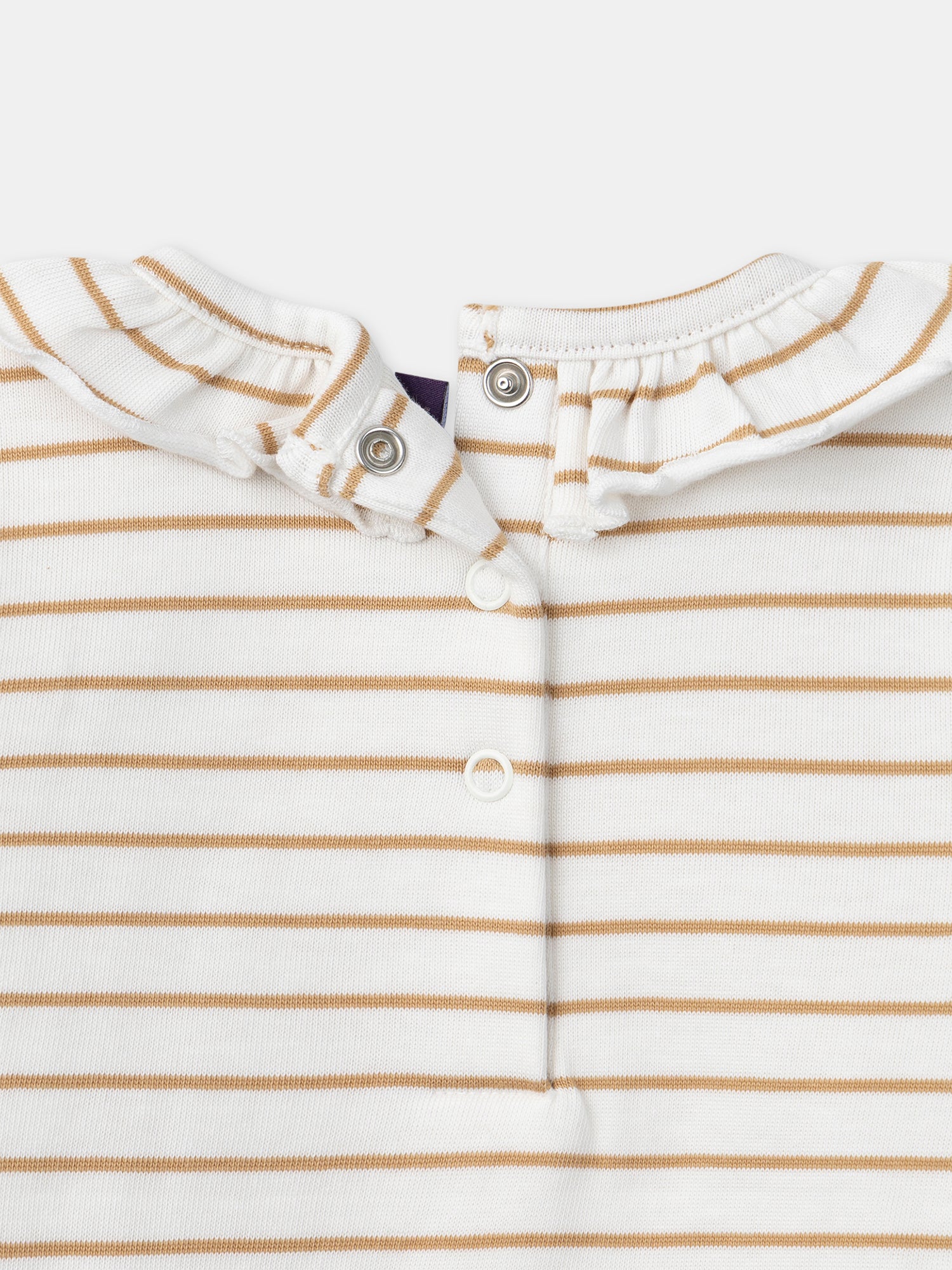 Body con rayas marrones y cuello para bebé niña