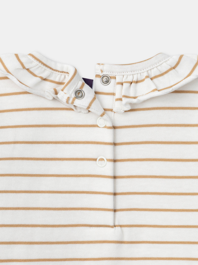 Body con rayas marrones y cuello para bebé niña