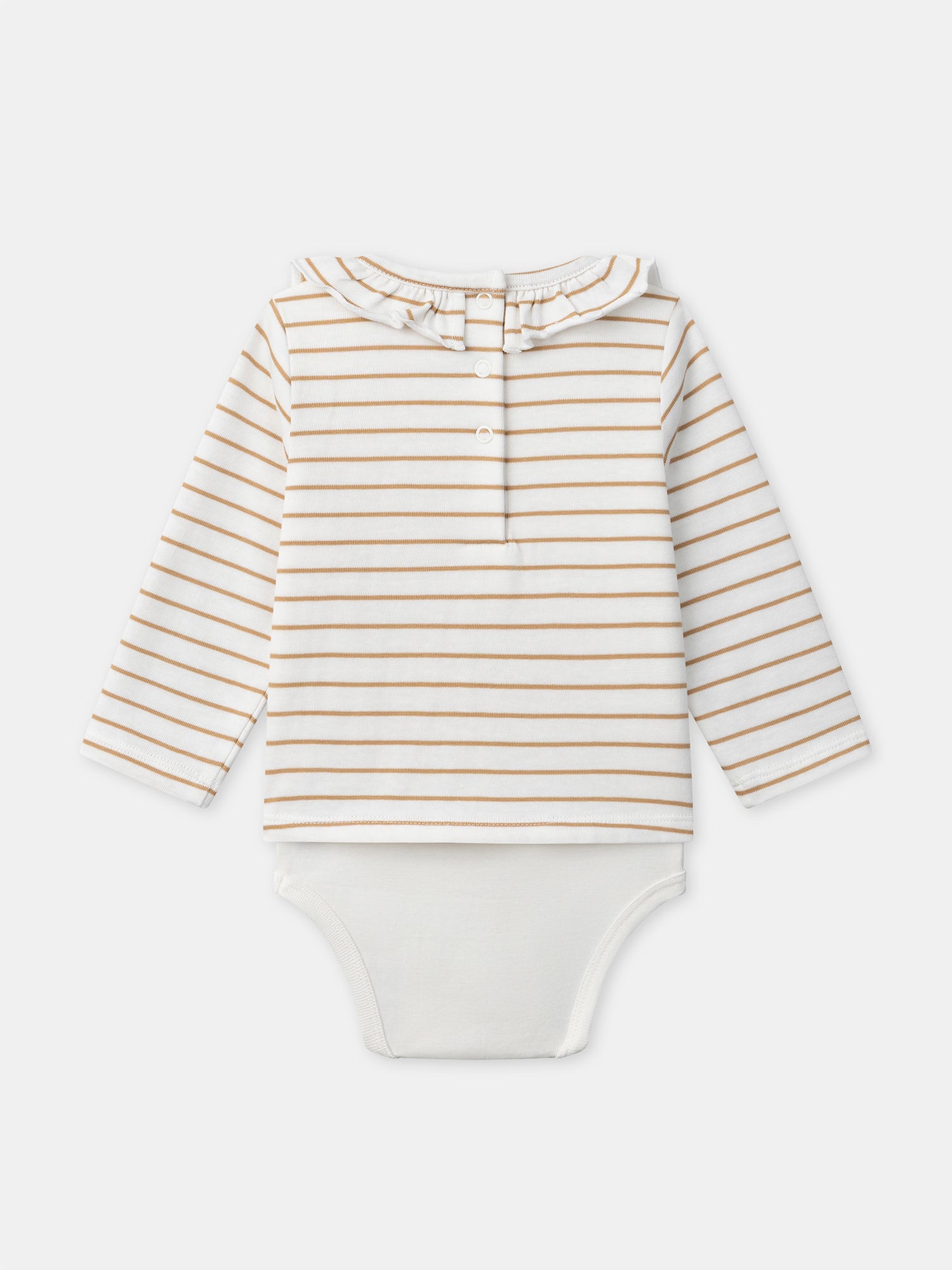 Body con rayas marrones y cuello para bebé niña