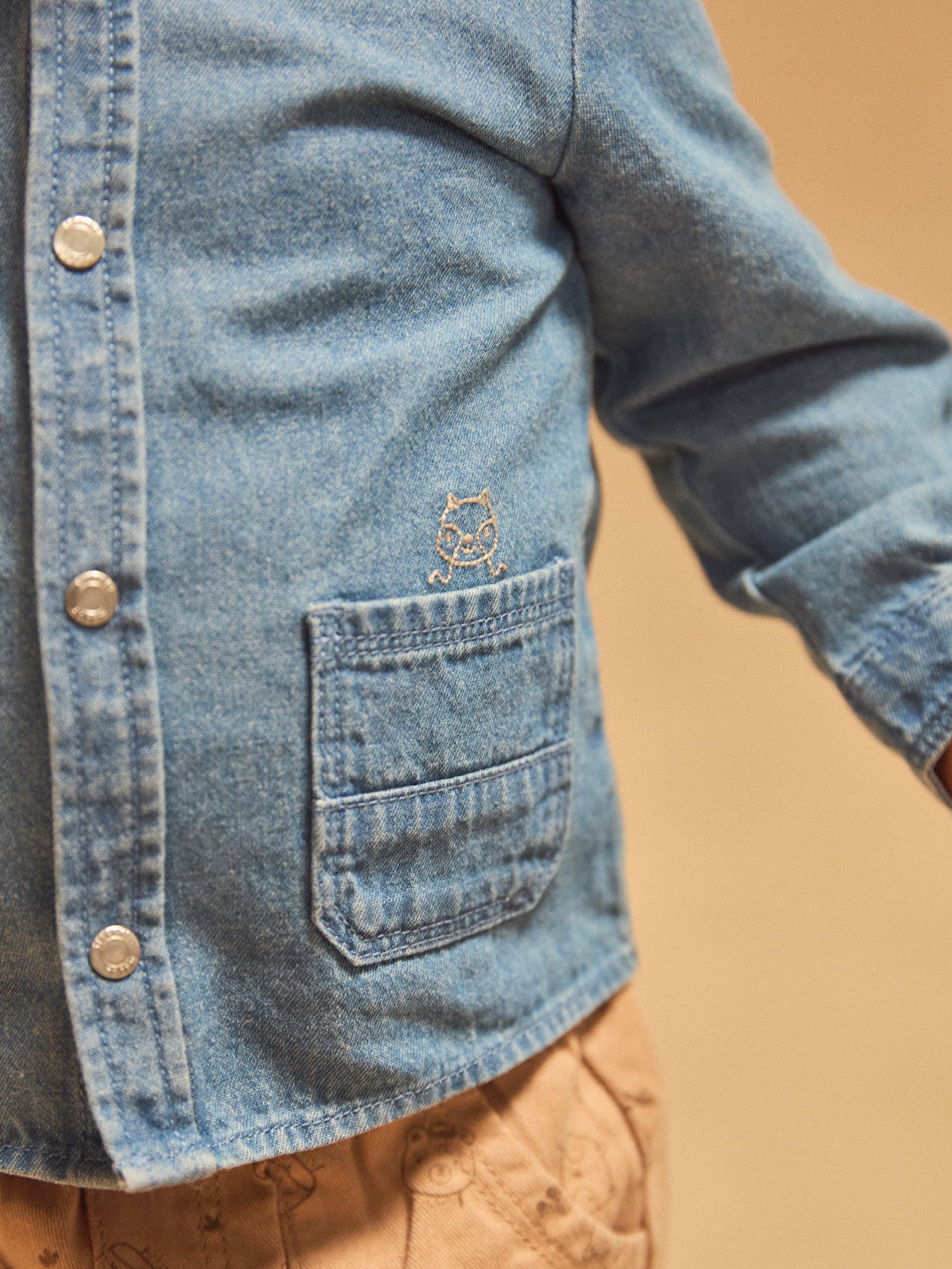 Camisa de Denim Azul para Bebé Niño