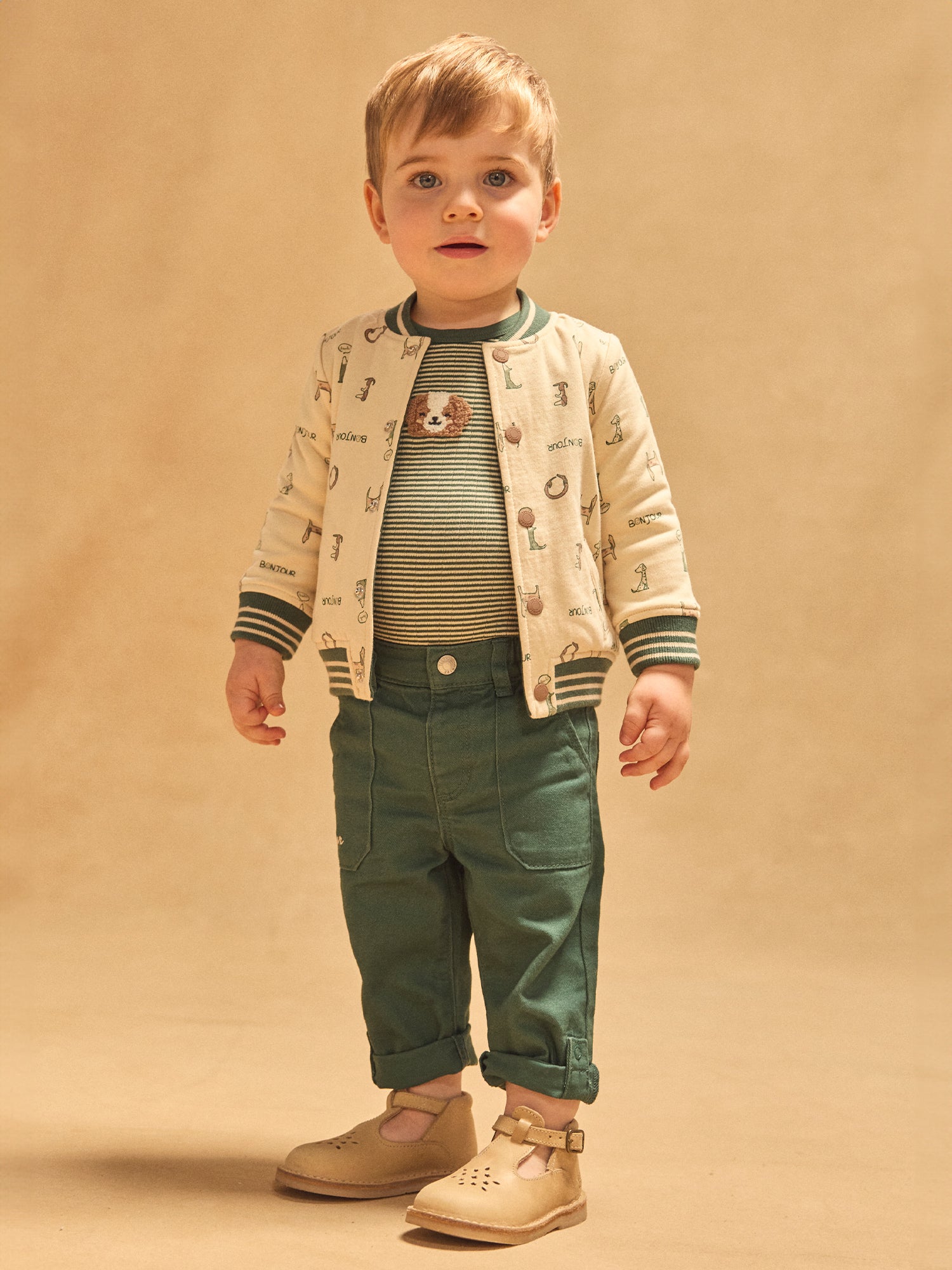 Pantalón Verde Oscuro Con Mangas Para Bebé Niño