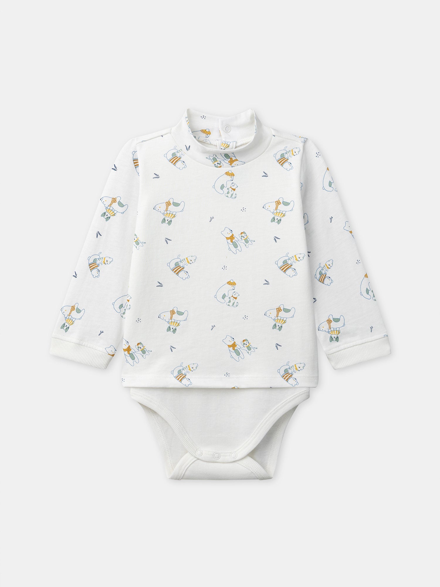 Body blanco impreso de animales con cuello para bebé niño