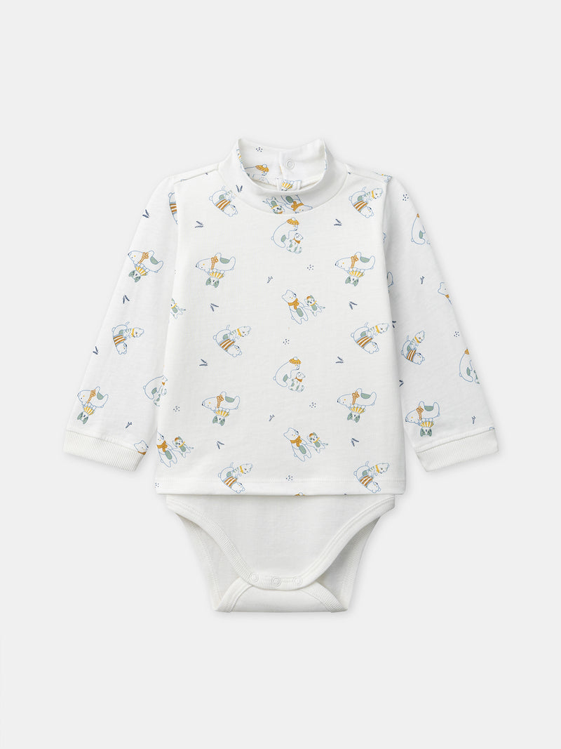 Body blanc imprimé animaux à col Bébé Garçon