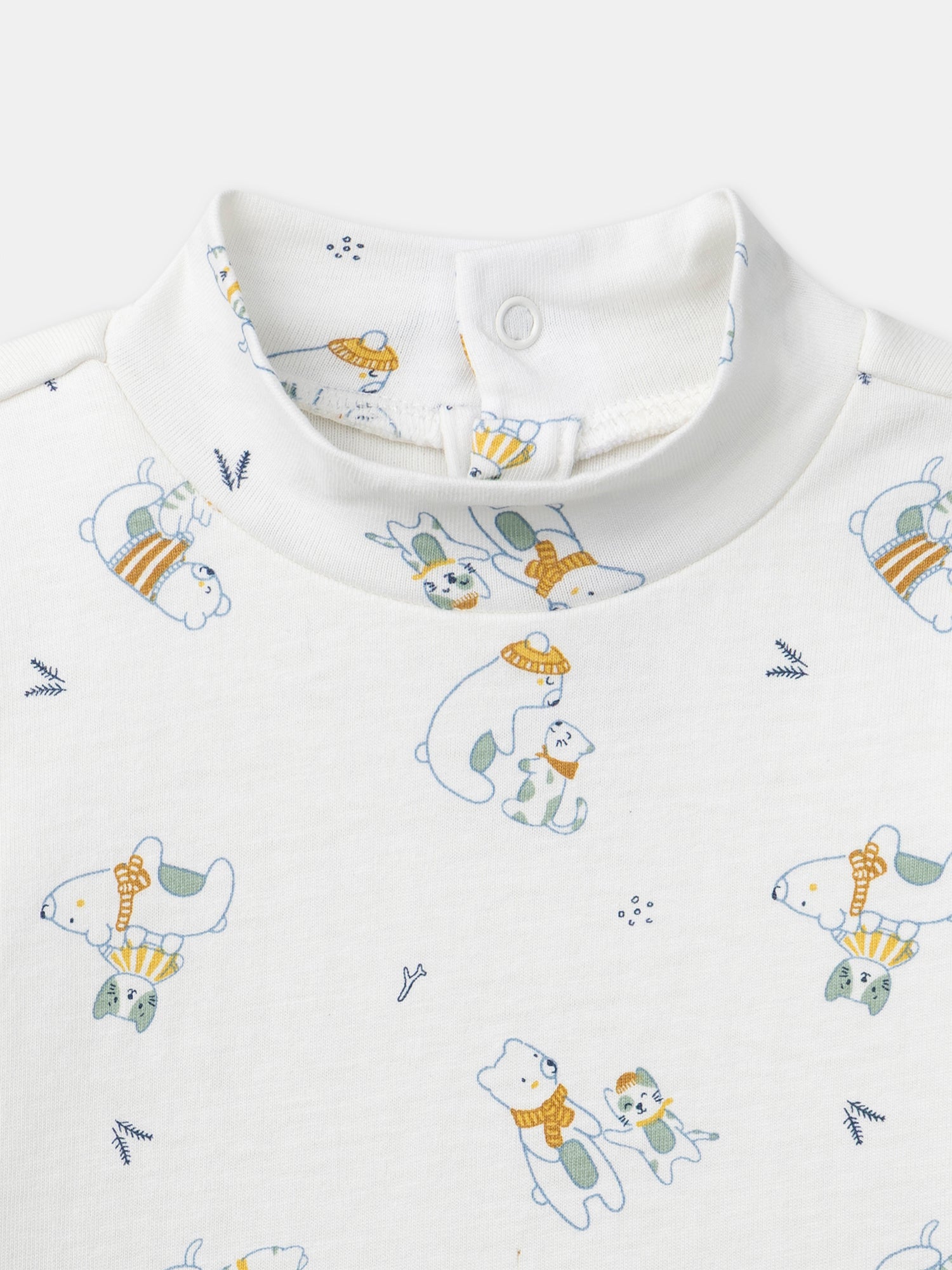 Body blanco impreso de animales con cuello para bebé niño