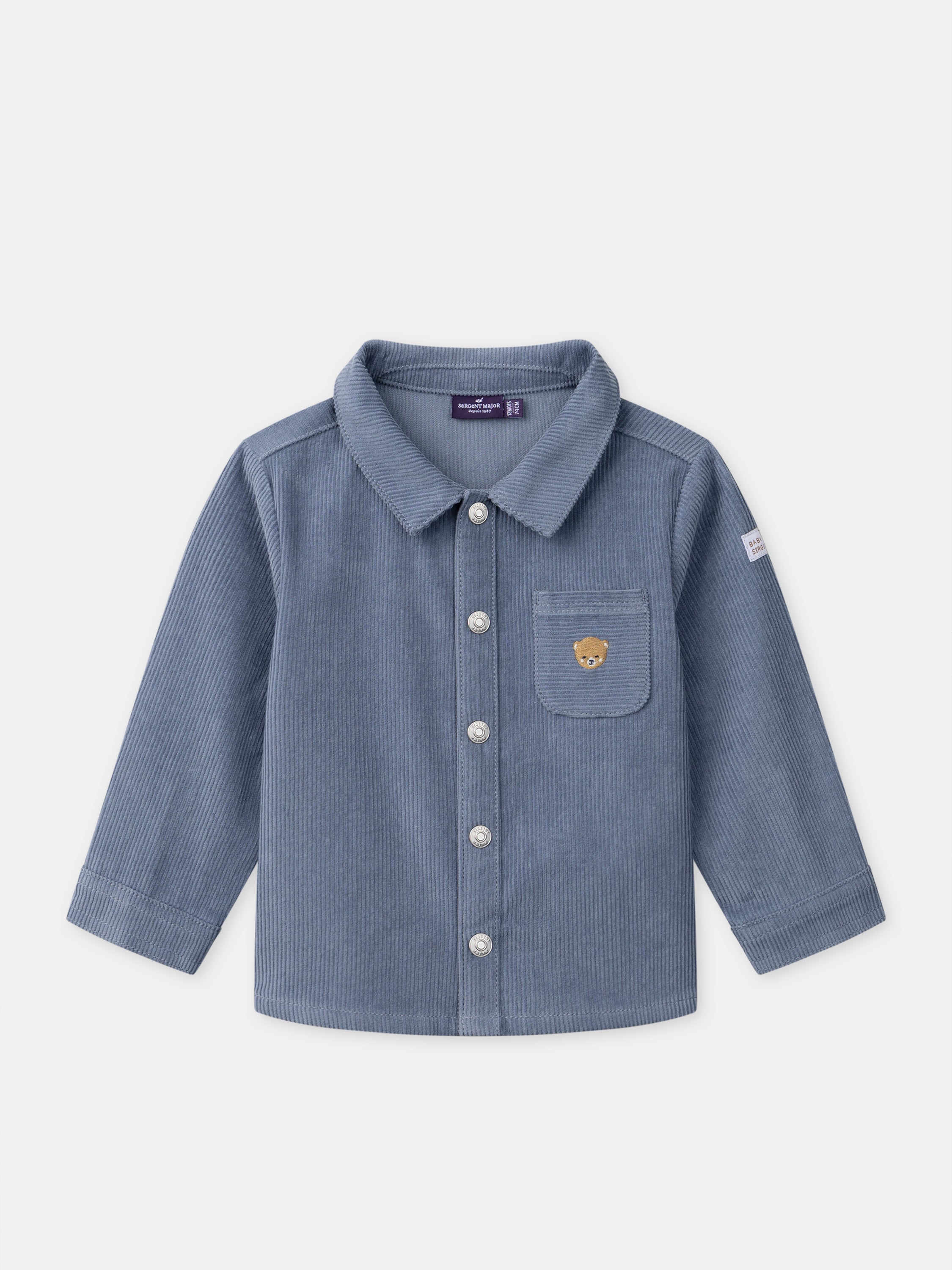 Camisa de terciopelo azul gris bebé niño