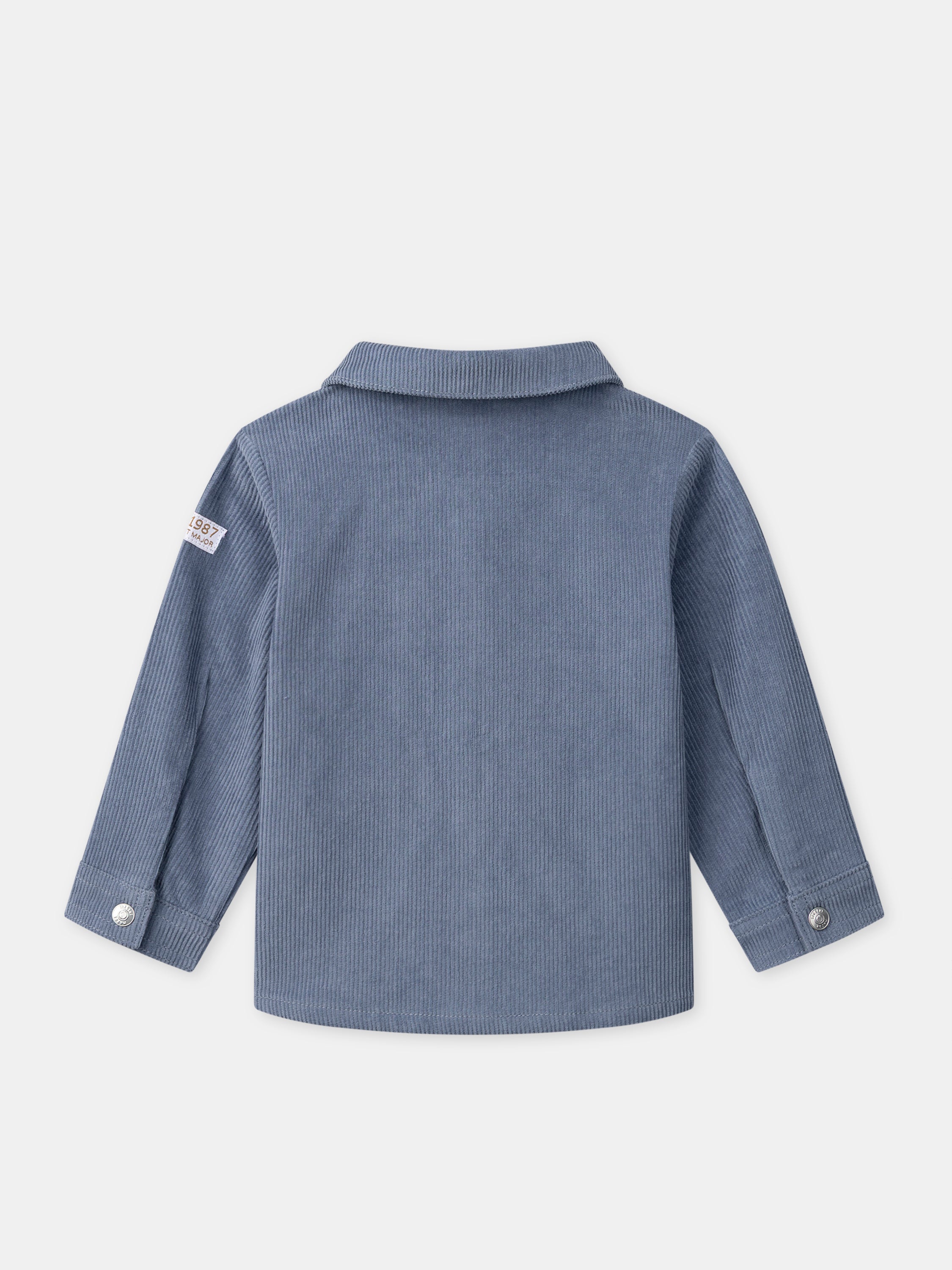Camisa de terciopelo azul gris bebé niño