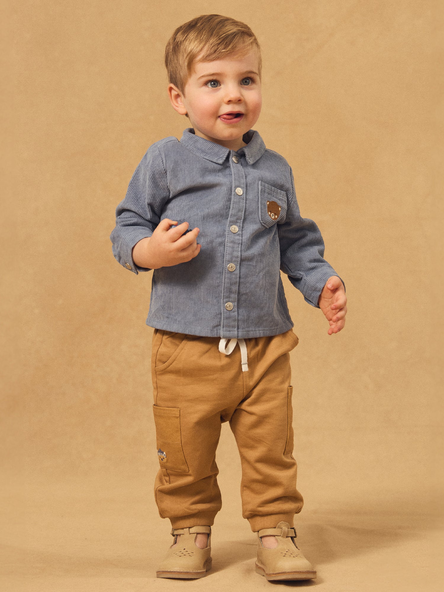 Camisa de terciopelo azul gris bebé niño